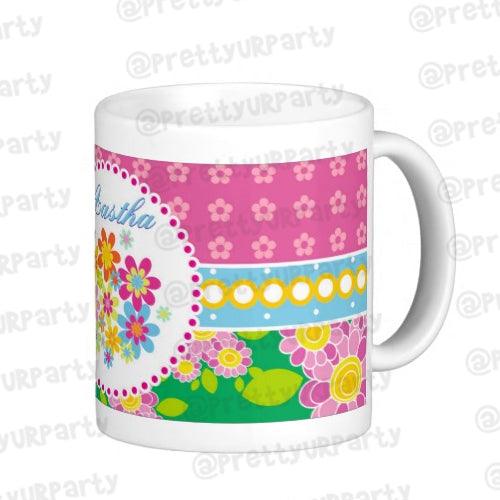 Personalised Flowers Mug RETURN GIFTS Pretty UR Party
