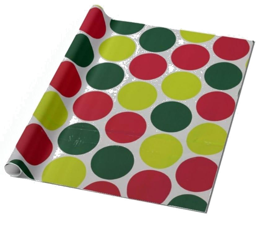 Red Green Yellow Polka Dots Wrapping Paper (Pack of 5)