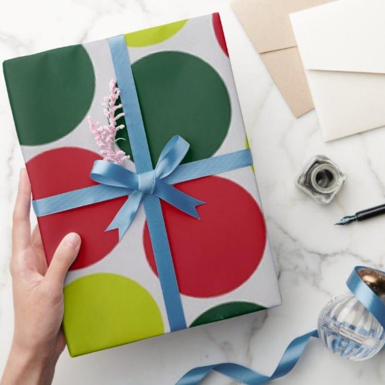 Red Green Yellow Polka Dots Wrapping Paper (Pack of 5) ACCESSORIES Pretty UR Party