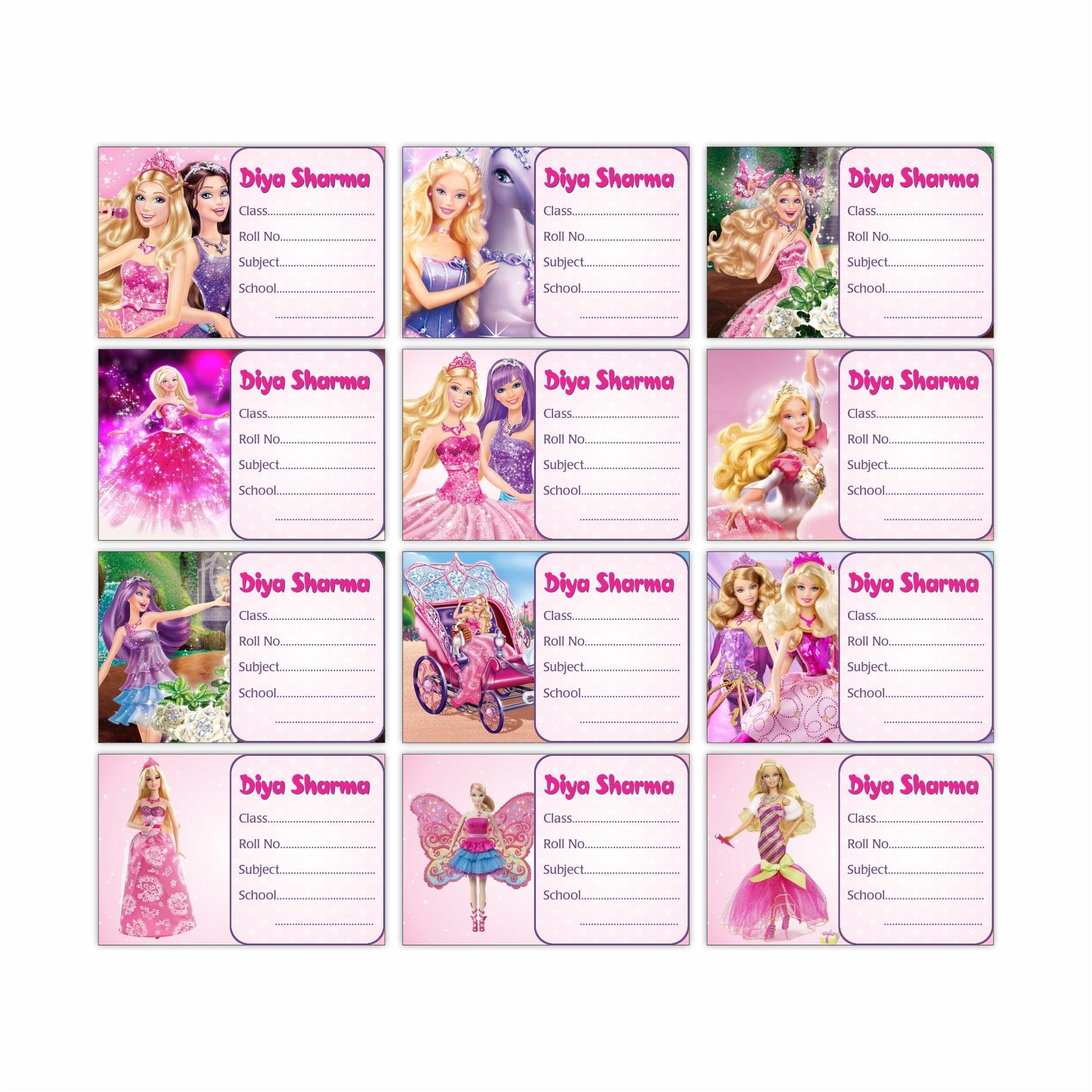 Barbie Rockstar Book Name Labels PERSONALISED Pretty UR Party
