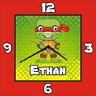 Personalised Ninja Turtles Clock THEME PARTIES Pretty UR Party