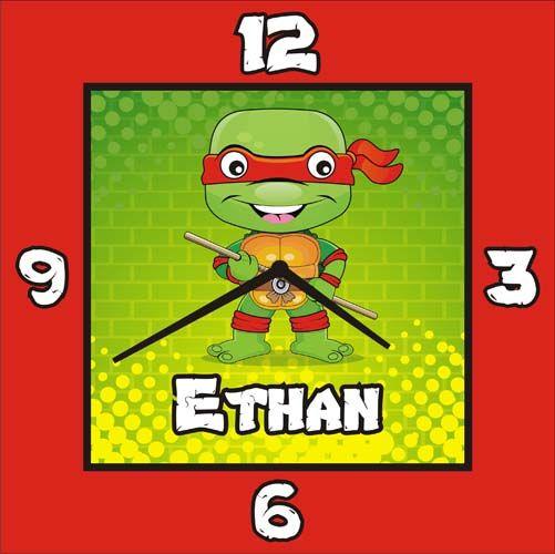 Personalised Ninja Turtles Clock THEME PARTIES Pretty UR Party