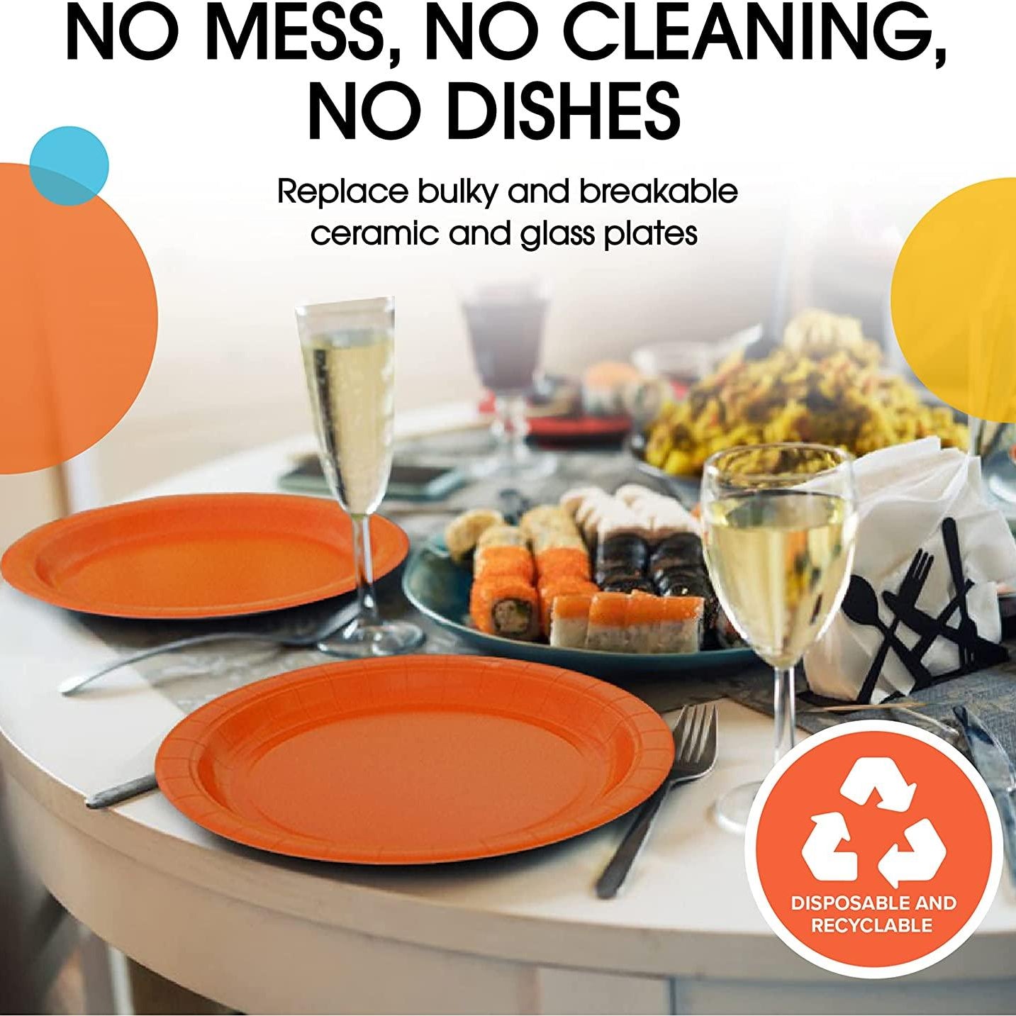 Orange Paper Plates - Pack of 10 TABLEWARE Pretty UR Party