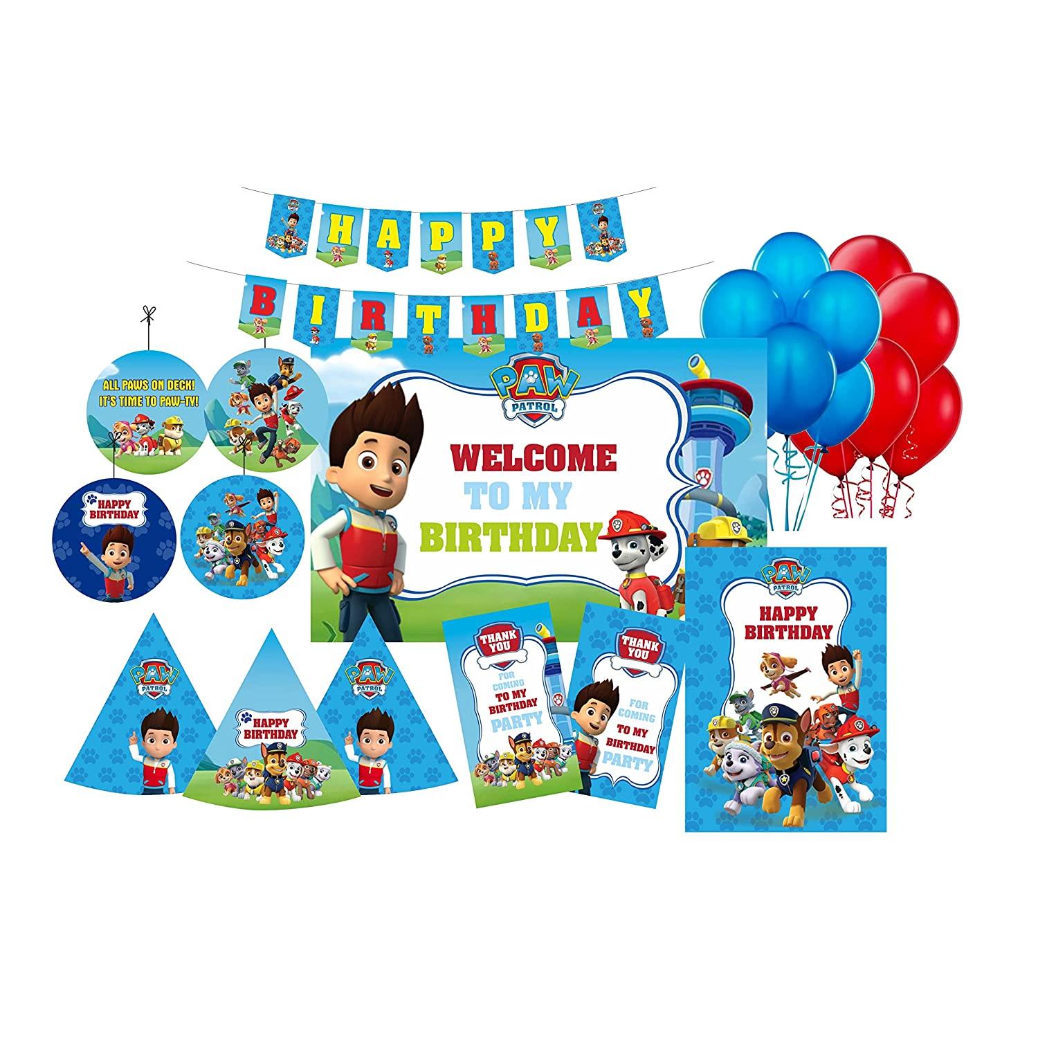 Paw Patrol Party Decorations Kit - 80 pieces Combo Pack BIRTHDAYS Pretty UR Party