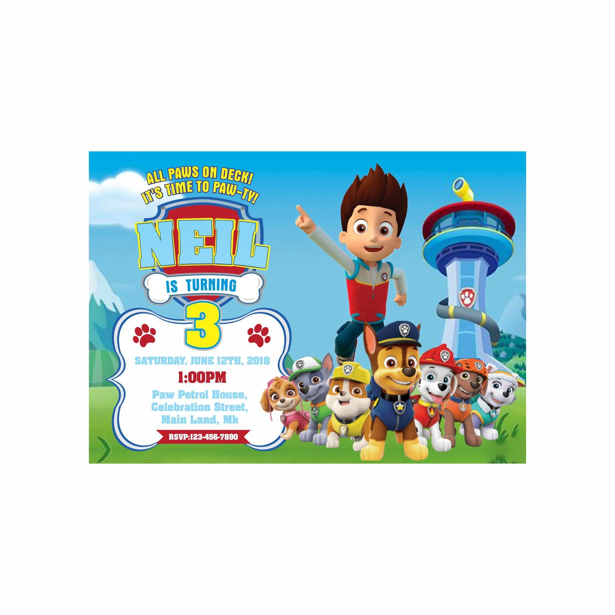 Paw Patrol Blue Theme E-Invitations THEME PARTIES Pretty UR Party