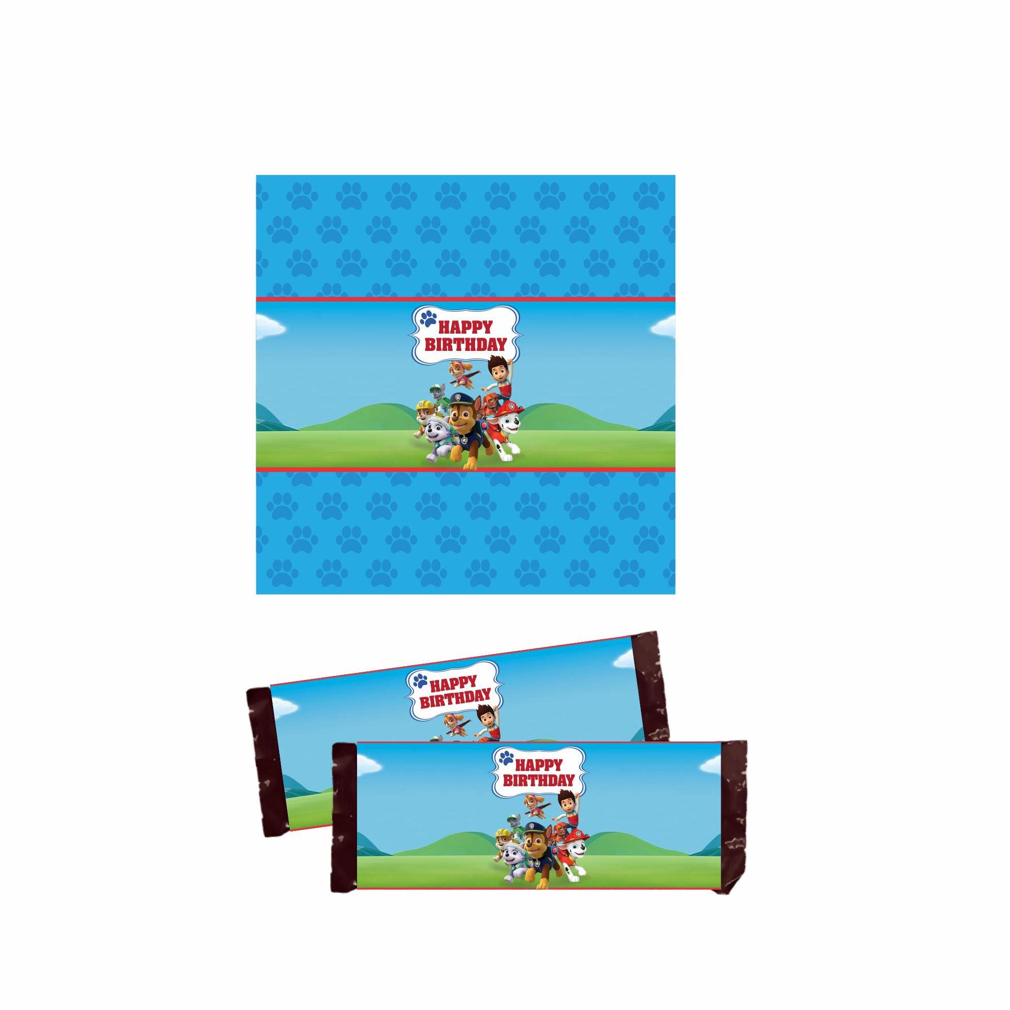Paw Patrol Blue Theme Chocolate Wrappers THEME PARTIES Pretty UR Party