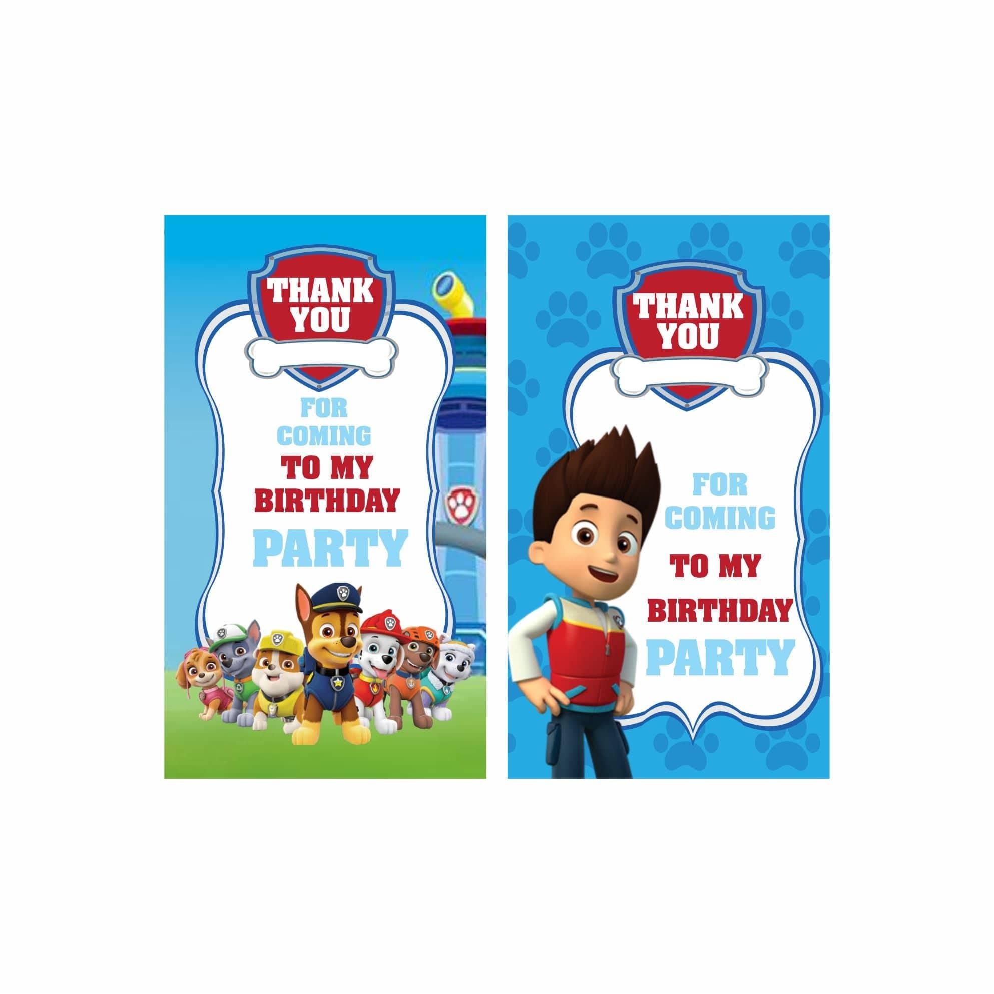 Paw Patrol Blue Theme Thank you Tags THEME PARTIES Pretty UR Party