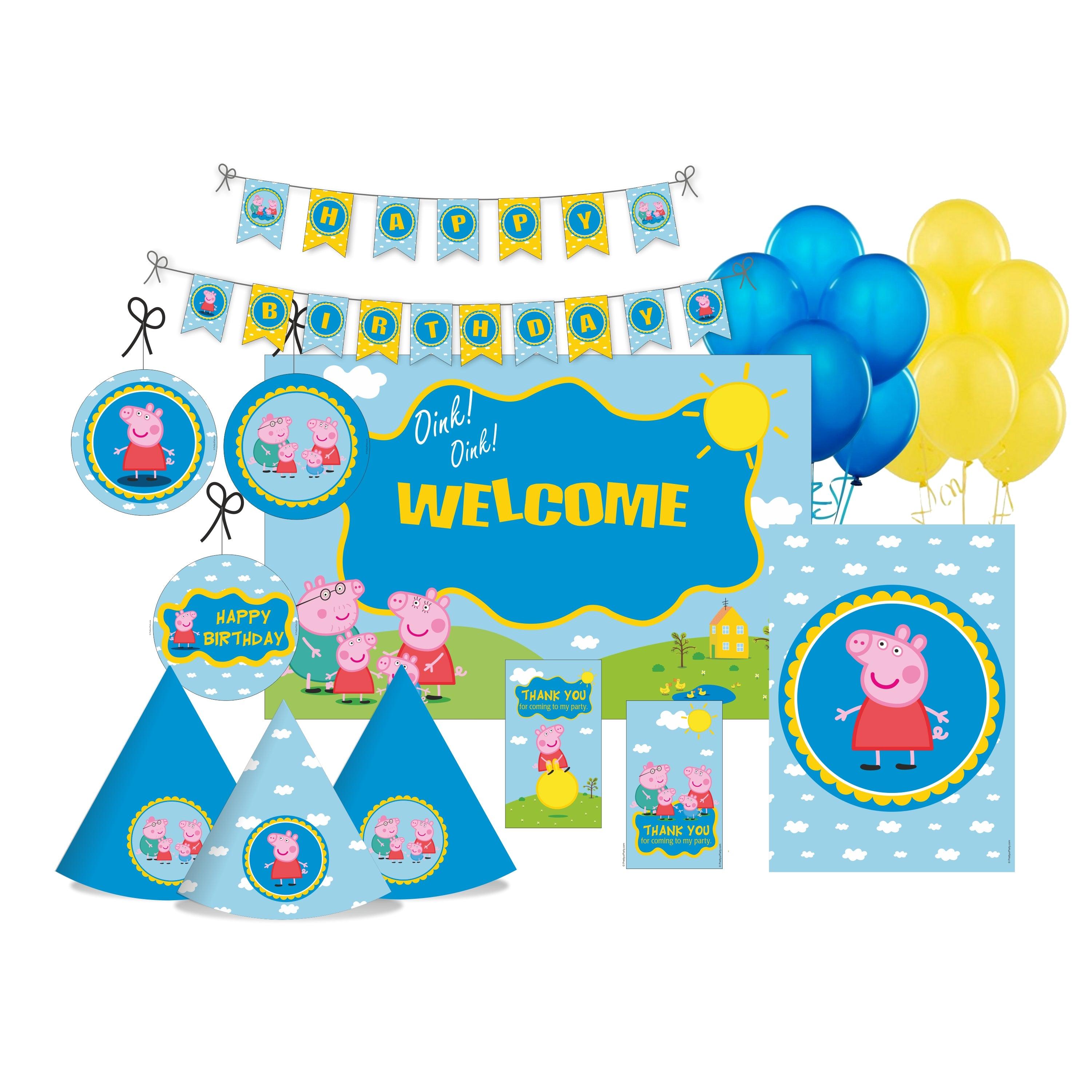 Peppa Pig Party Decorations Kit - 80 pcs Combo Pack THEME PARTIES Pretty UR Party