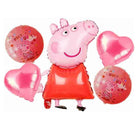 Peppa Pig theme Foil Balloons - Pack of 5 BALLOONS PRETTY UR PARTY