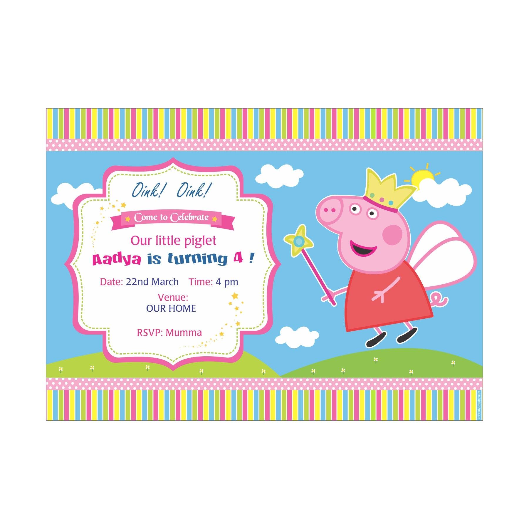 Peppa pig Inspired E-Invitations -01 THEME PARTIES Pretty UR Party