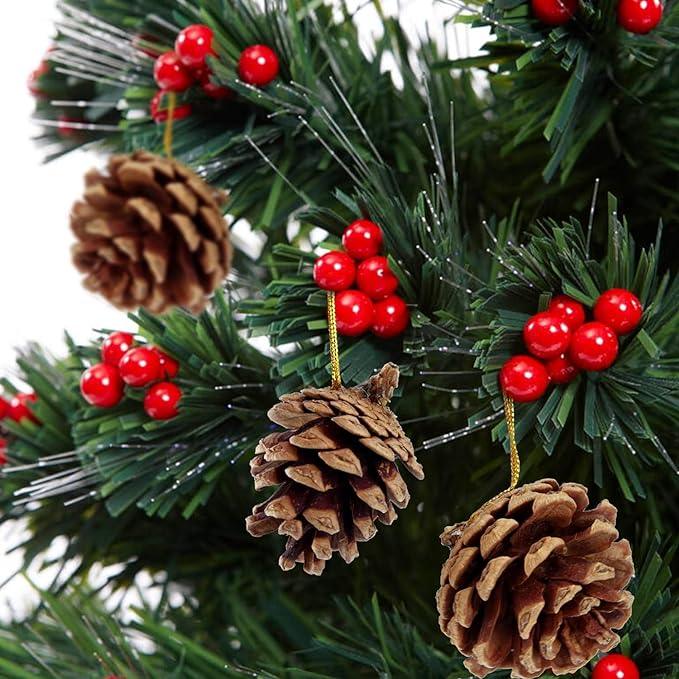 Christmas Decoration Wooden Pine Cones Hanging Ornaments - 12 pcs DECORATIONS Pretty UR Party