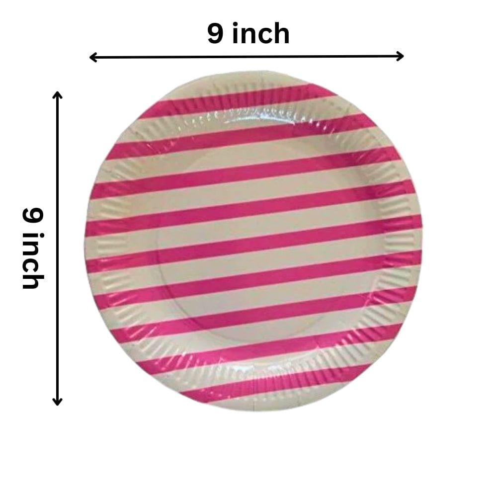 Pink Stripes Paper Plates - Pack of 10 THEME PARTIES Pretty UR Party