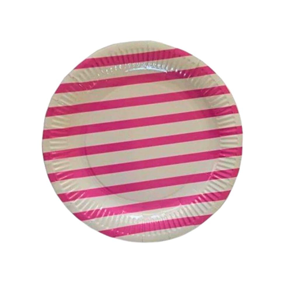 Pink Stripes Paper Plates - Pack of 10 THEME PARTIES Pretty UR Party