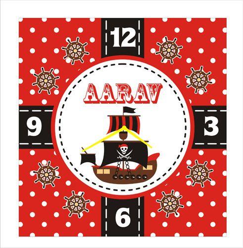 Personalised Pirate Clock THEME PARTIES Pretty UR Party