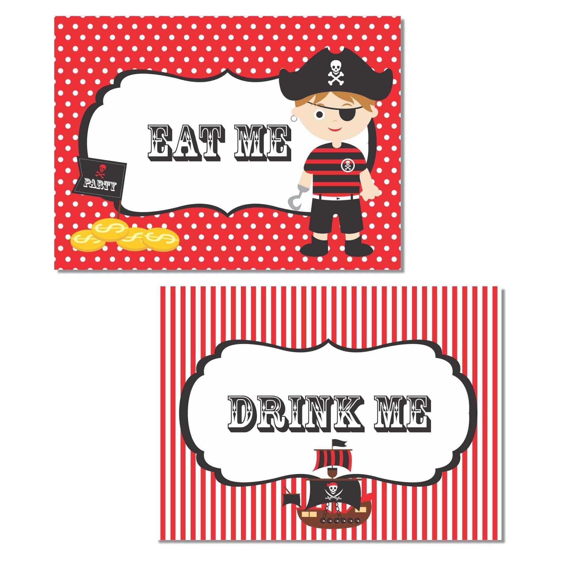 Pirate Food Labels / Buffet Table Cards THEME PARTIES Pretty UR Party