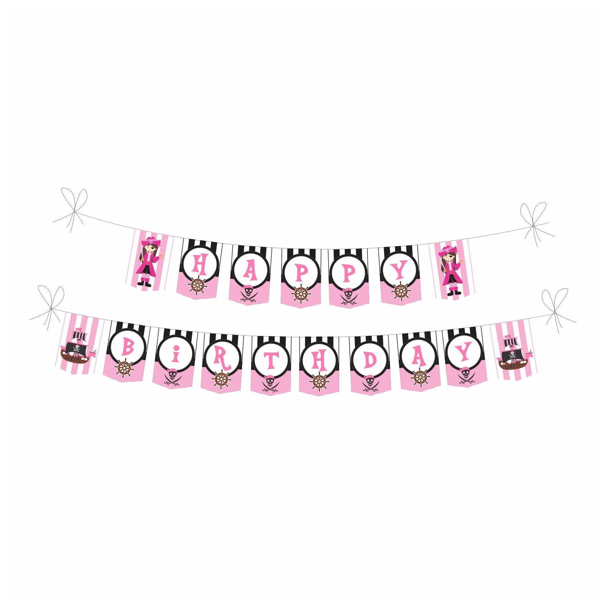 Girly Pirate Theme Bunting BIRTHDAYS Pretty UR Party