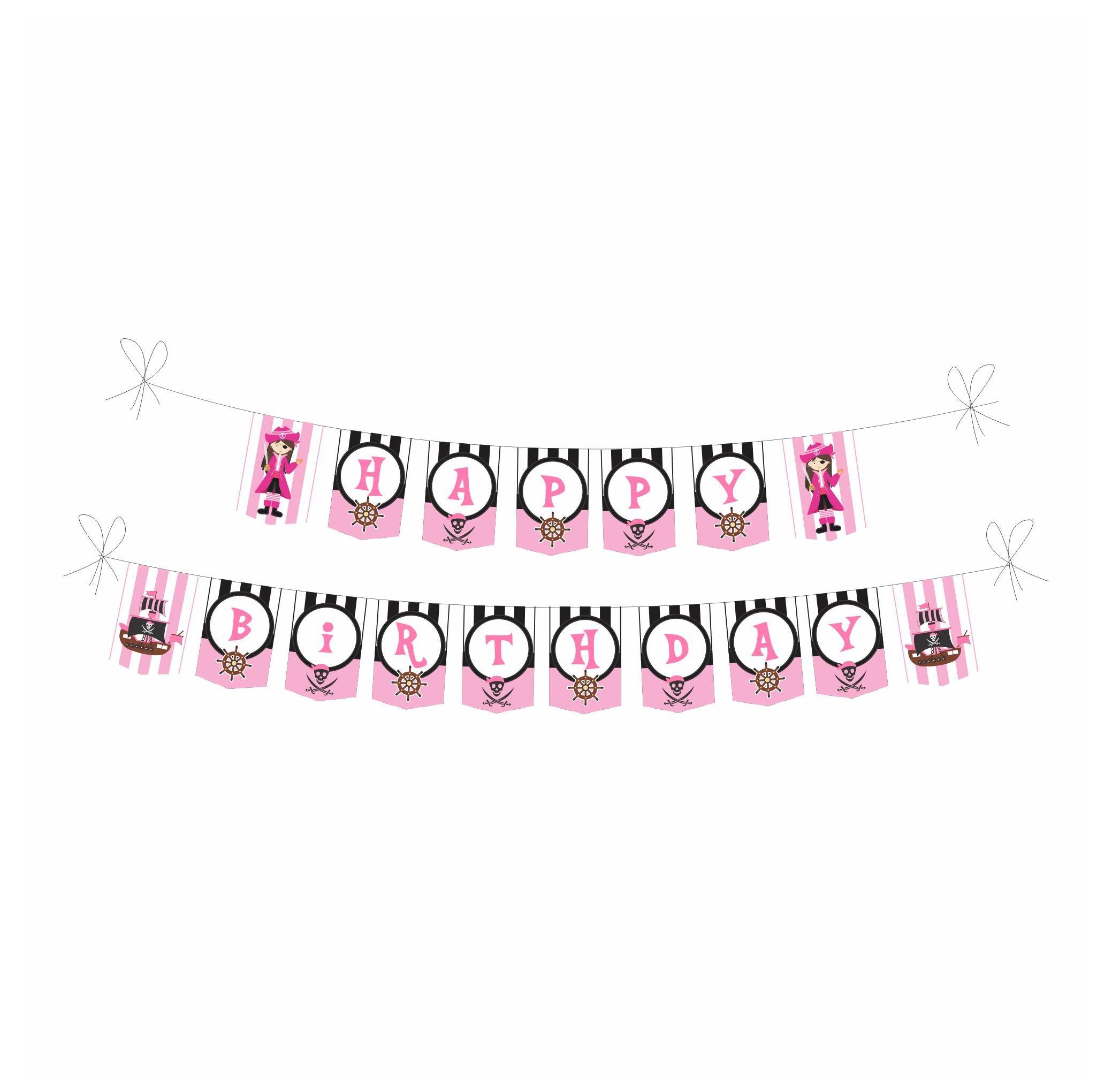 Girly Pirate Theme Bunting BIRTHDAYS Pretty UR Party