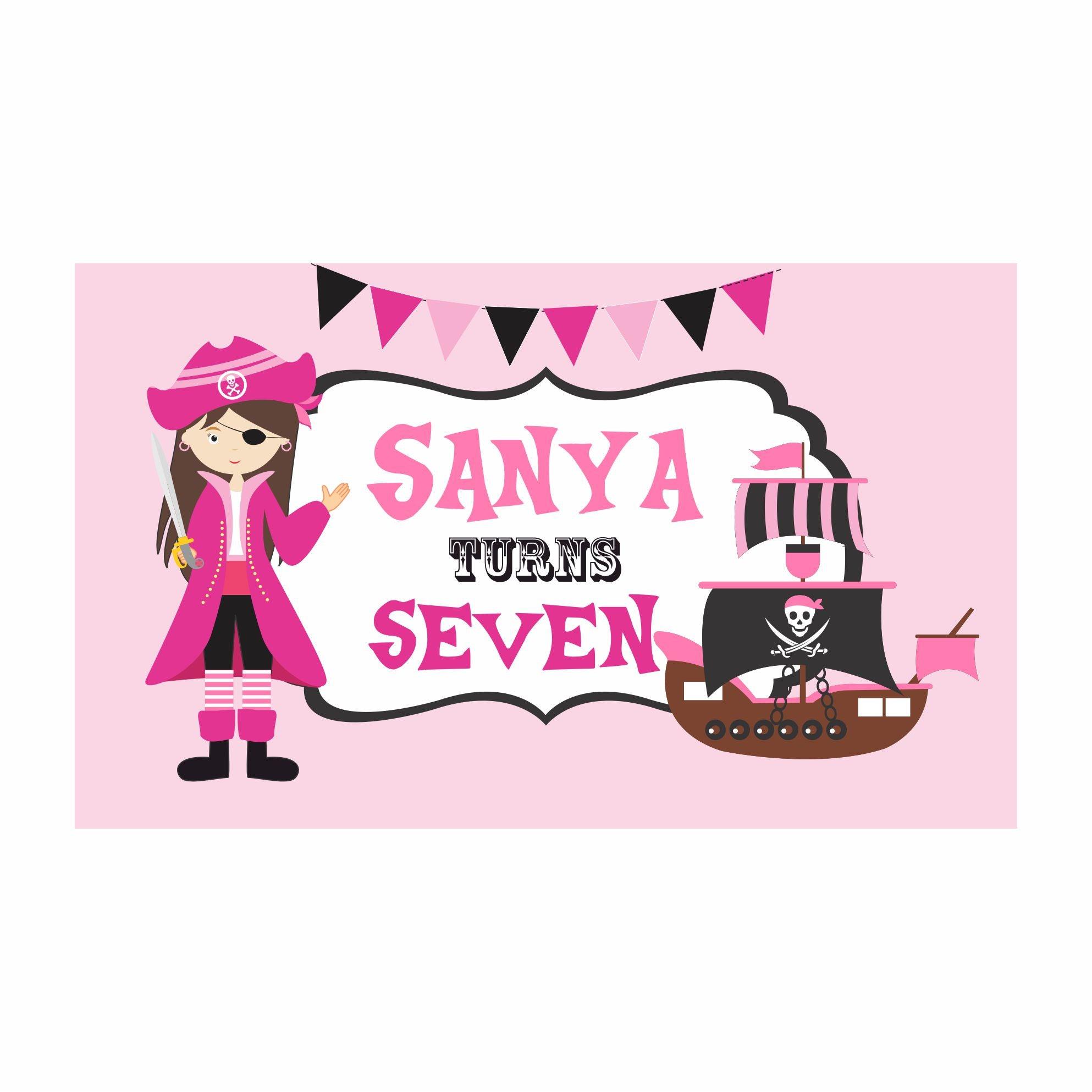 Girly Pirate Theme Backdrop PERSONALISED Pretty UR Party