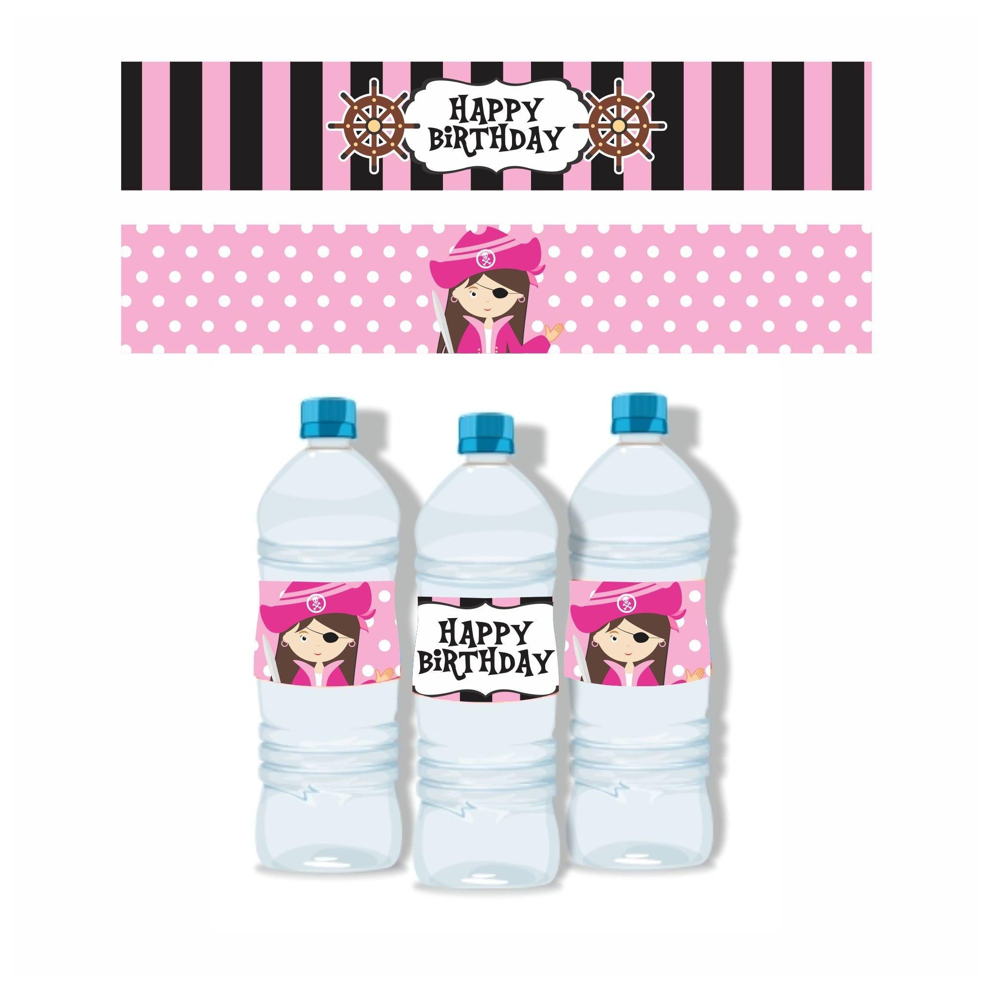 Girly Pirate Theme Water Bottle Labels THEME PARTIES Pretty UR Party