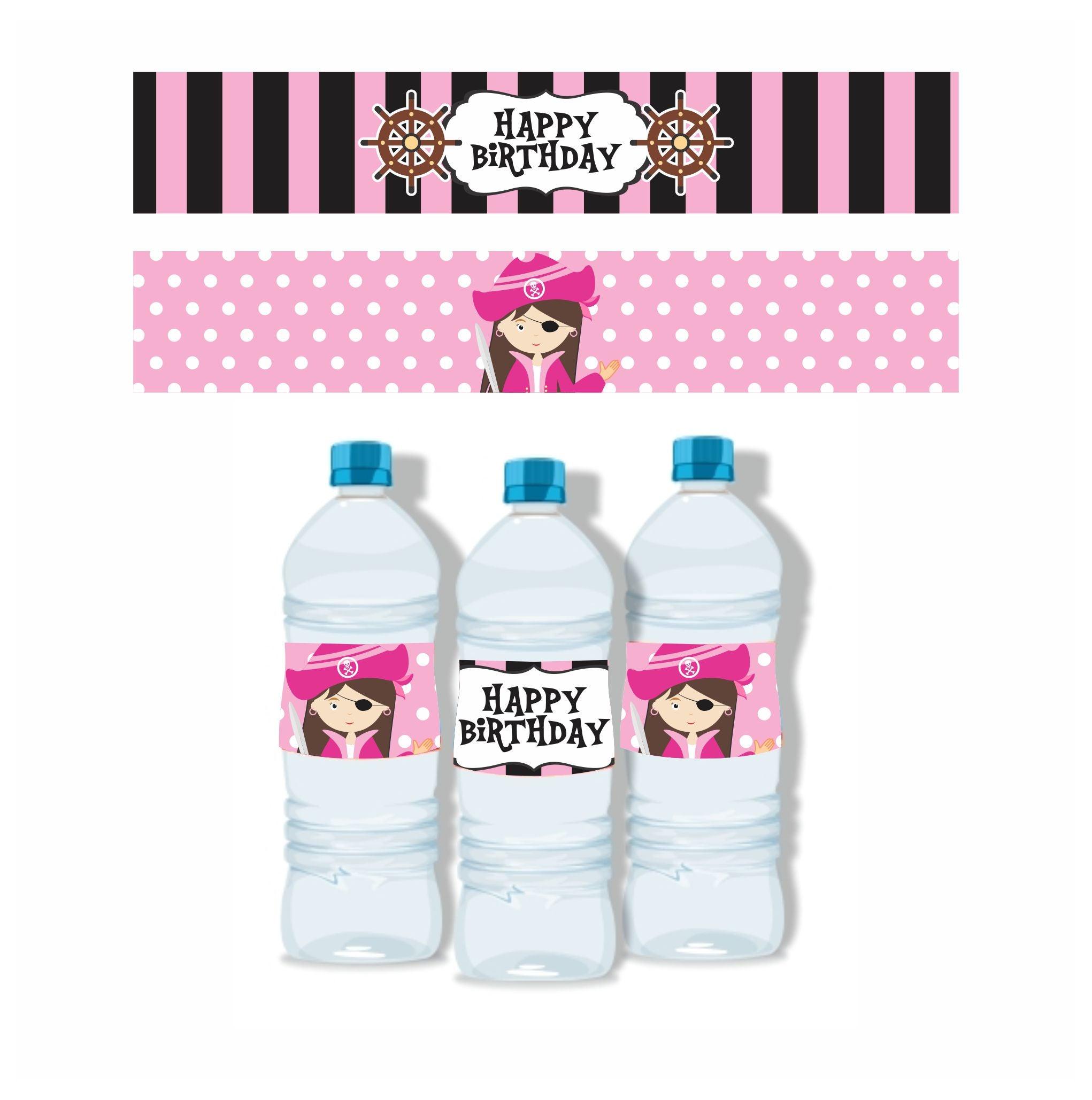 Girly Pirate Theme Water Bottle Labels THEME PARTIES Pretty UR Party
