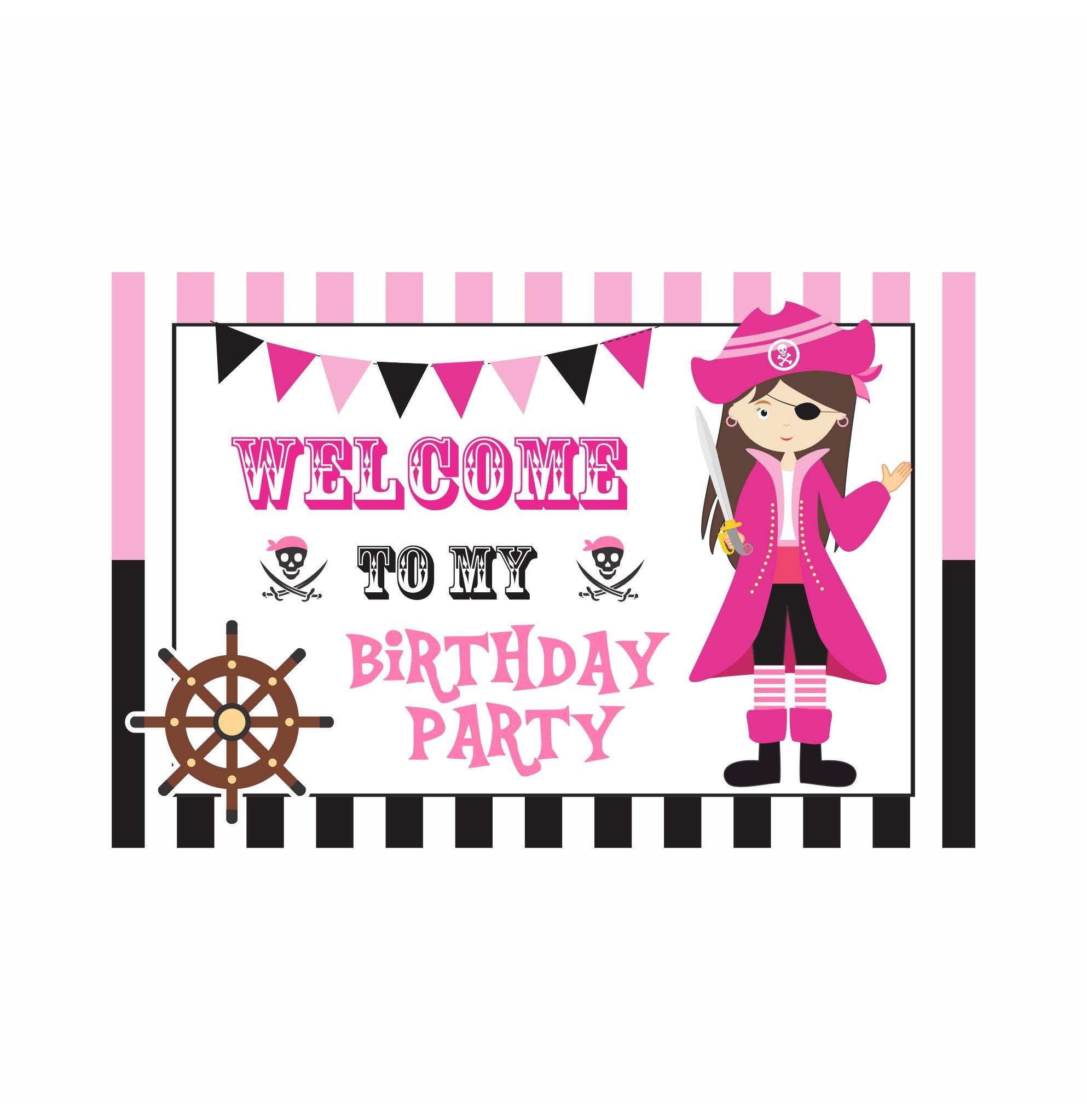 Girly Pirate Theme Entrance Banner / Door Sign THEME PARTIES Pretty UR Party