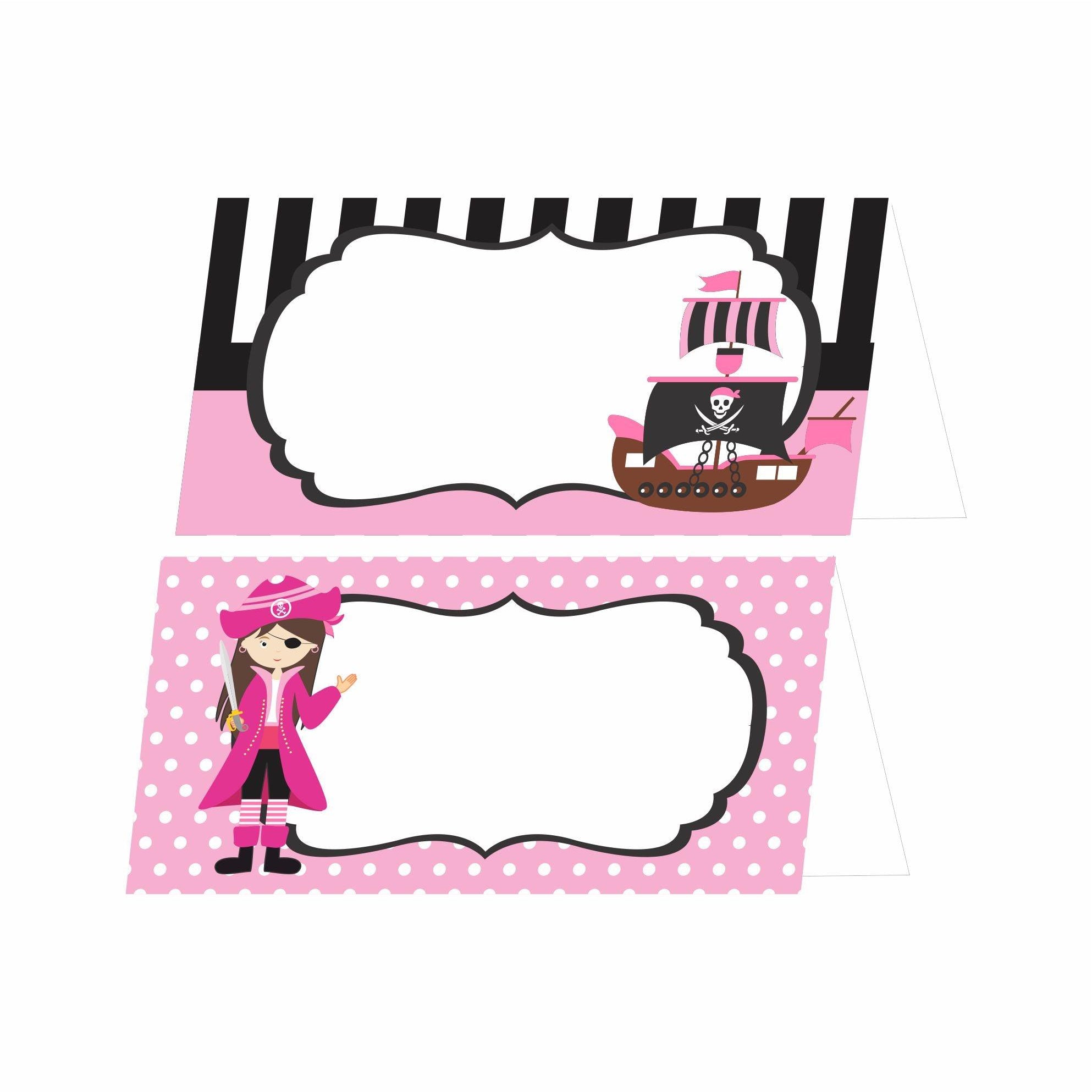 Girly Pirate Theme Food Labels / Buffet Table Cards THEME PARTIES Pretty UR Party