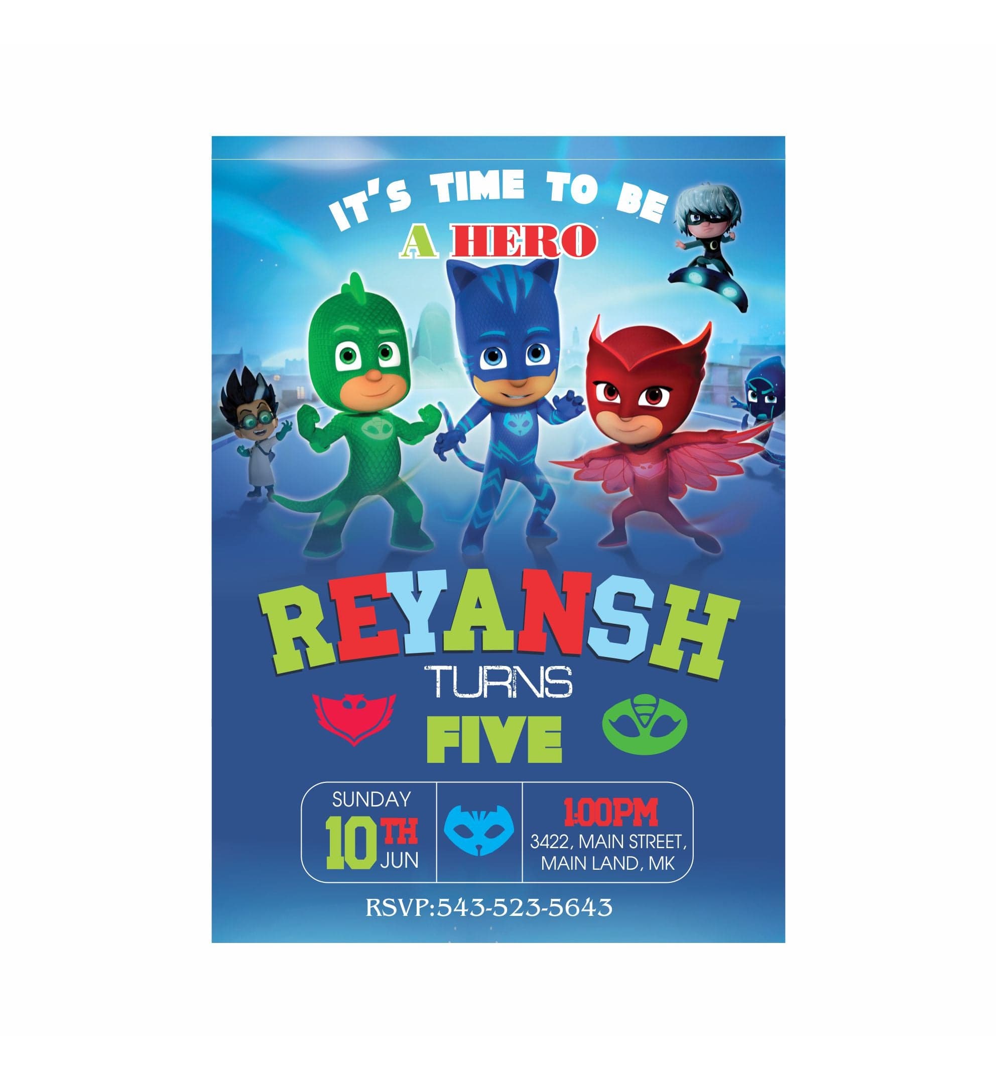 PJ Masks Theme E-Invitations ALL PARTY SUPPLIES Pretty UR Party