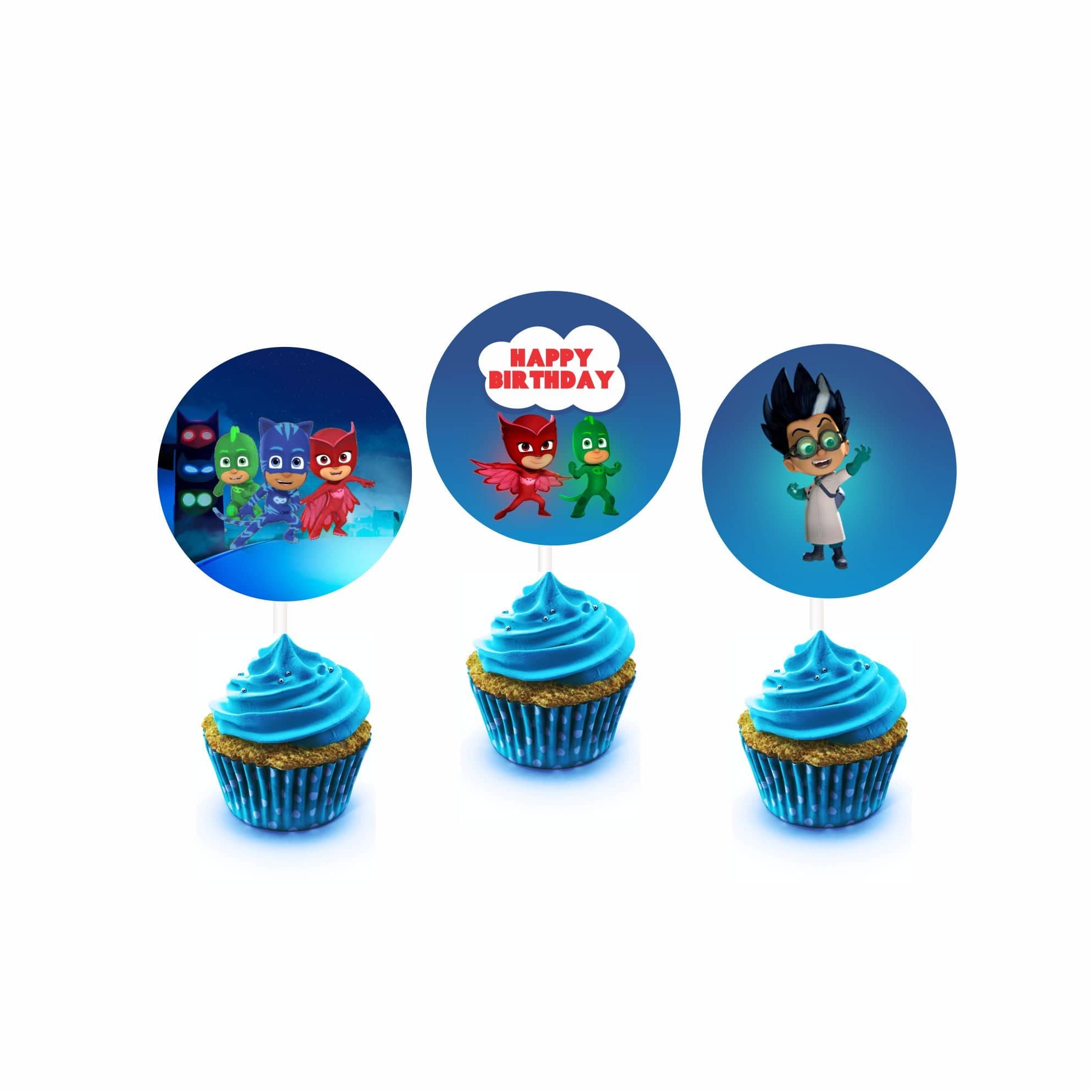 PJ Masks Theme Cupcake / Food Toppers THEME PARTIES Pretty UR Party