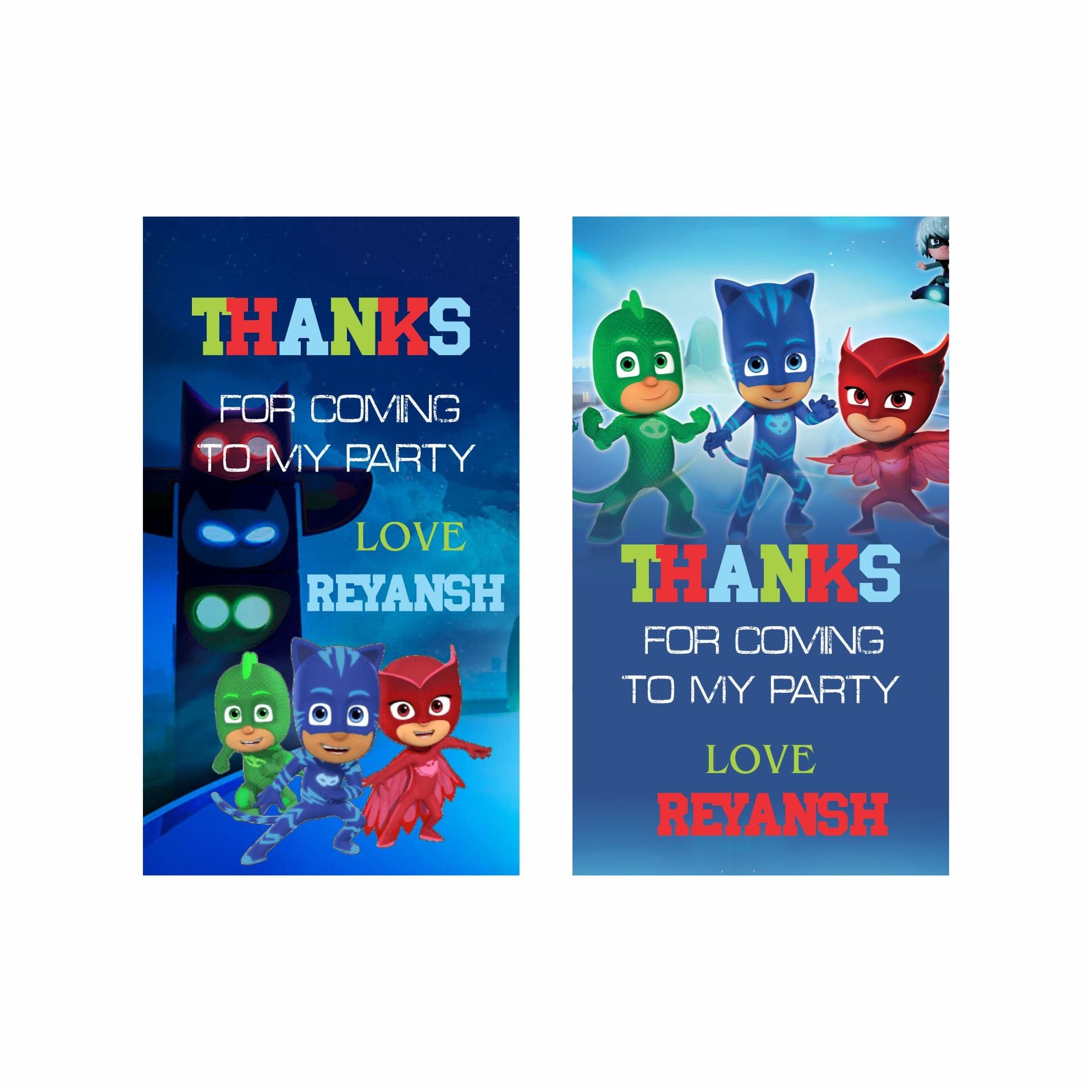 PJ Masks Theme Thank you Tags THEME PARTIES Pretty UR Party