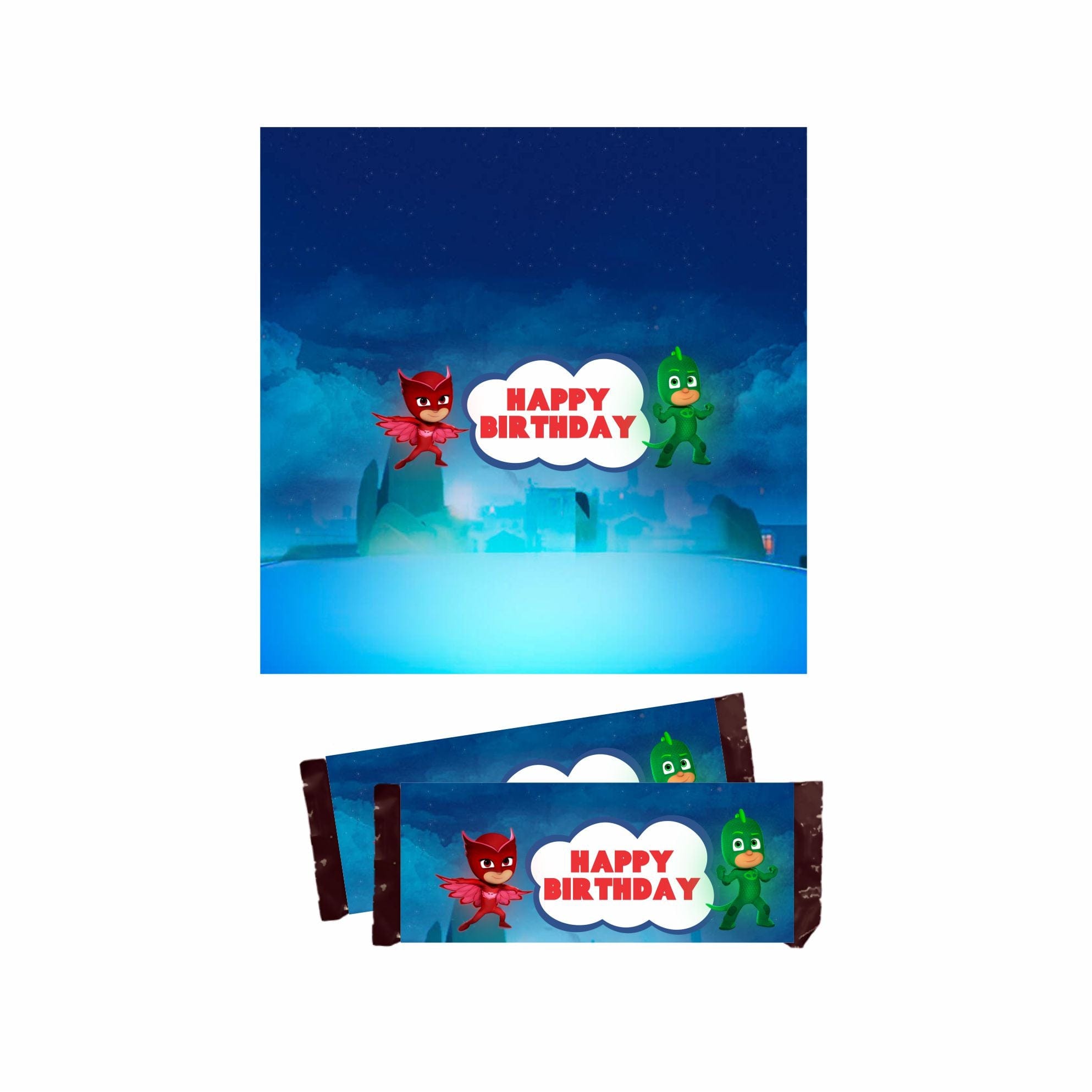 PJ Masks Theme Chocolate Wrappers THEME PARTIES Pretty UR Party