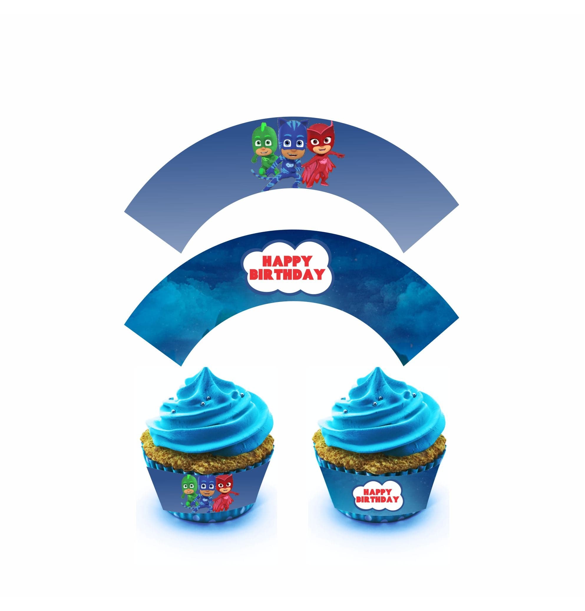 PJ Masks Theme Cupcake Wrappers THEME PARTIES Pretty UR Party