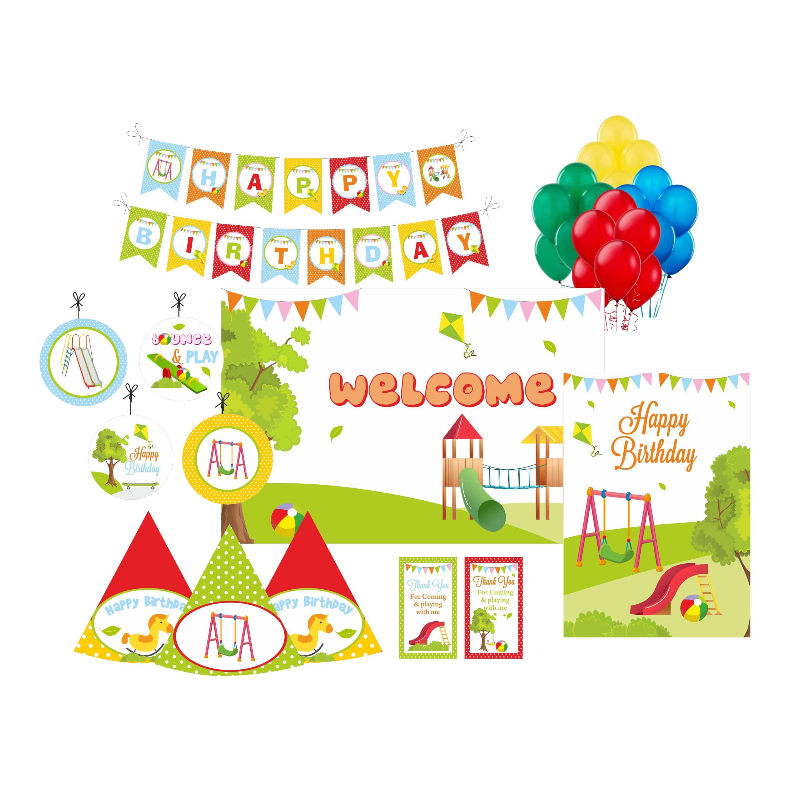 Play Ground Party Decorations Kit- 80 Pieces Combo pack BIRTHDAYS Pretty UR Party