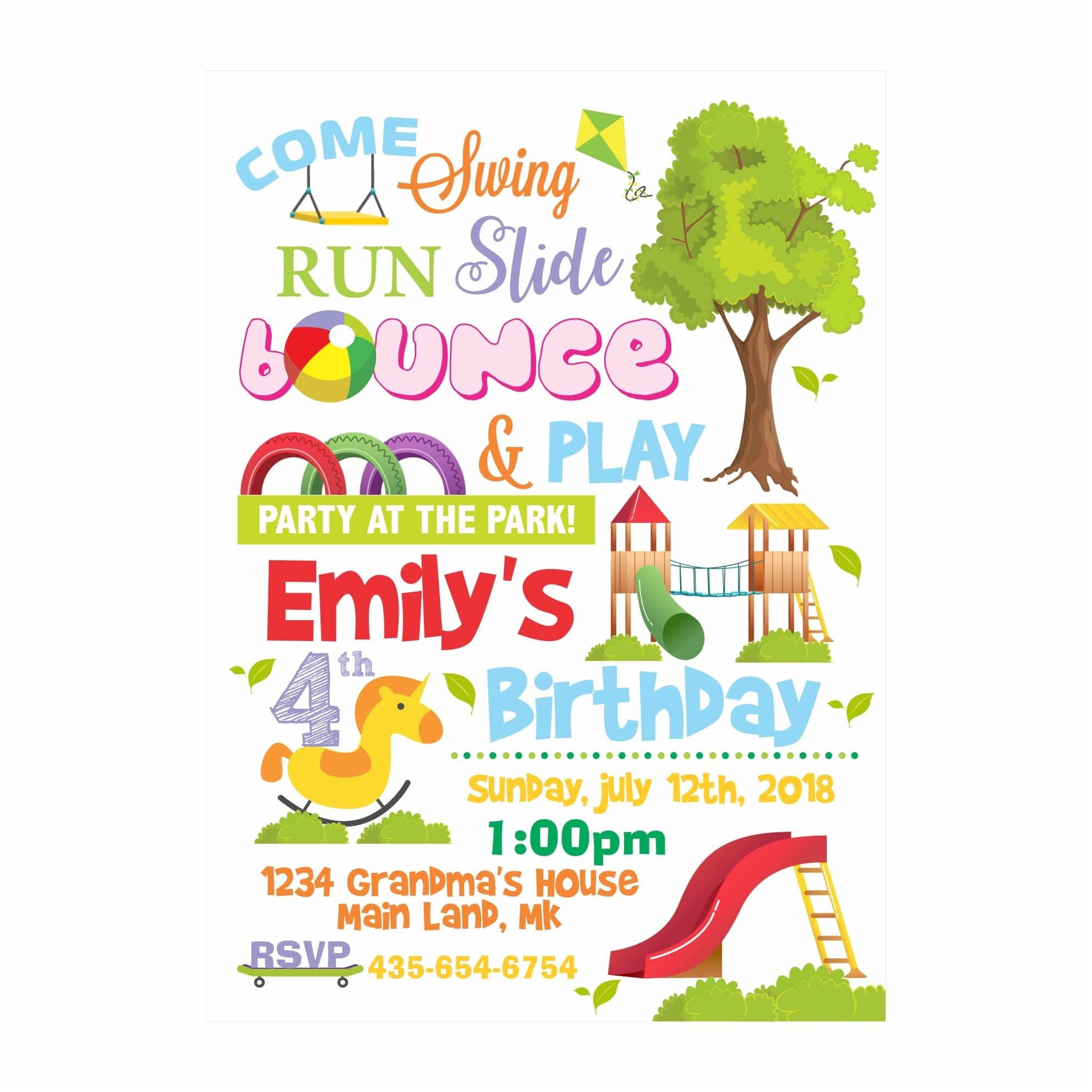 Playground Theme E-Invitations ALL PARTY SUPPLIES Pretty UR Party