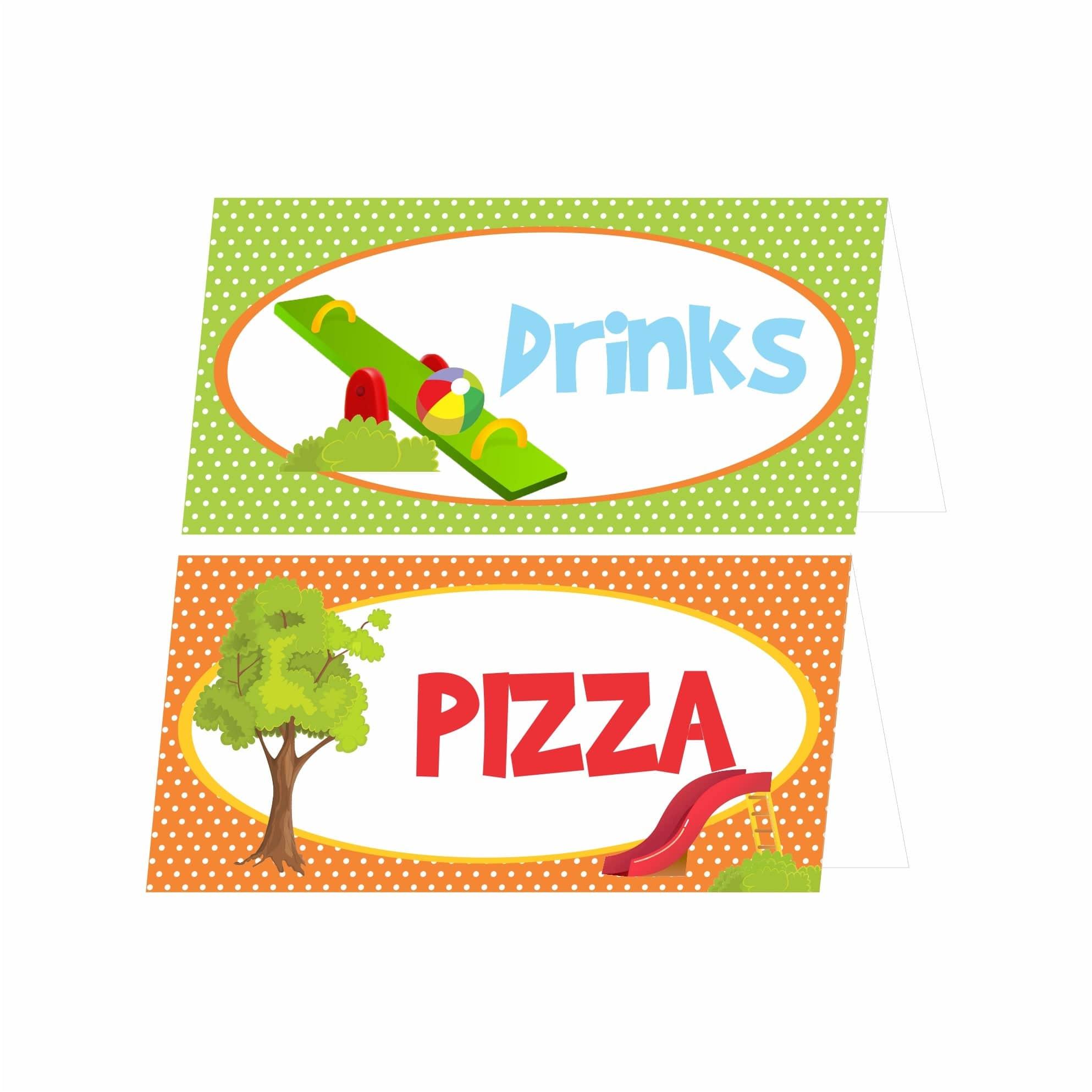 Playground Theme Food Labels / Buffet Table Cards THEME PARTIES Pretty UR Party