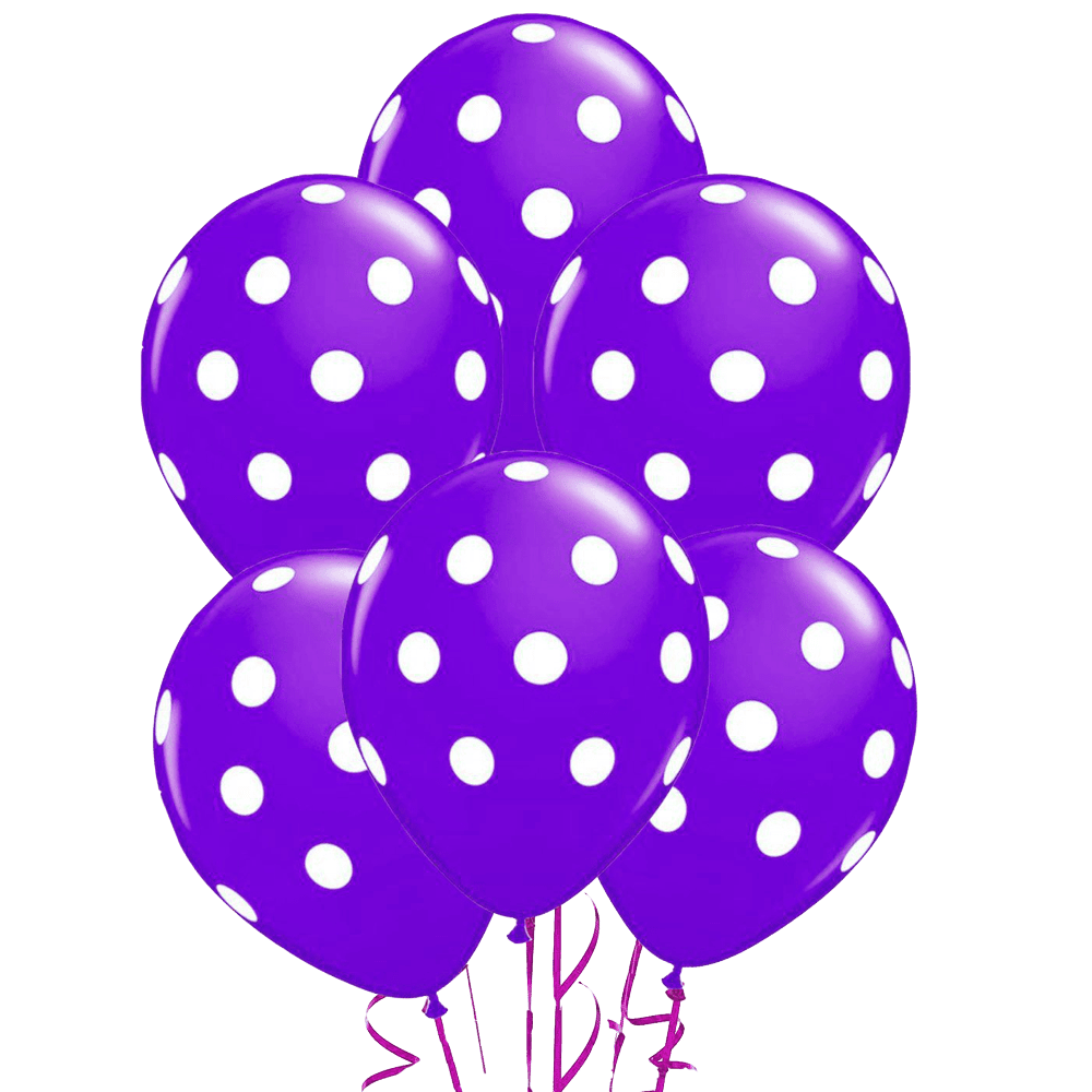 Purple Polka Dots Latex Balloons - Pack of 25 ALL PARTY SUPPLIES Pretty UR Party