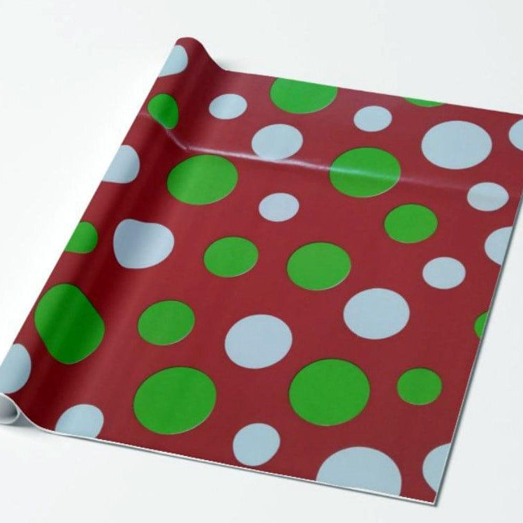 Red with Green and White Polka Dots  Wrapping Paper (Pack of 5) ACCESSORIES Pretty UR Party