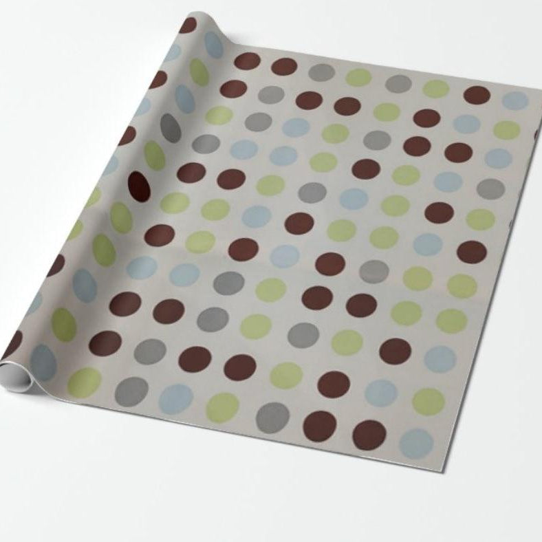 Brown and Green Polka Dots Wrapping Paper - Pack of 5 ACCESSORIES Pretty UR Party