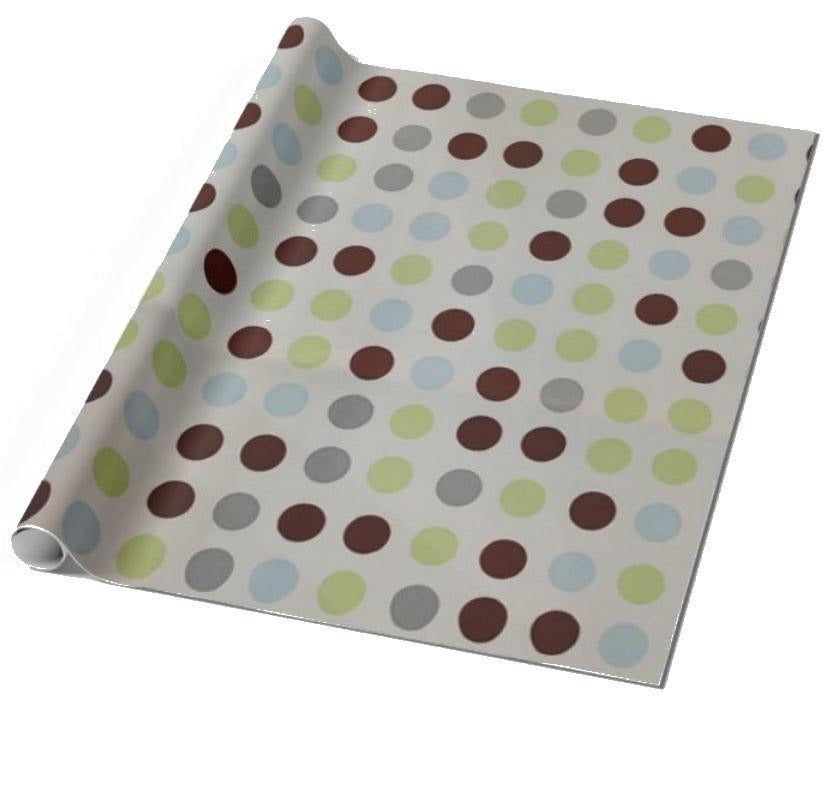 Brown and Green Polka Dots Wrapping Paper - Pack of 5
