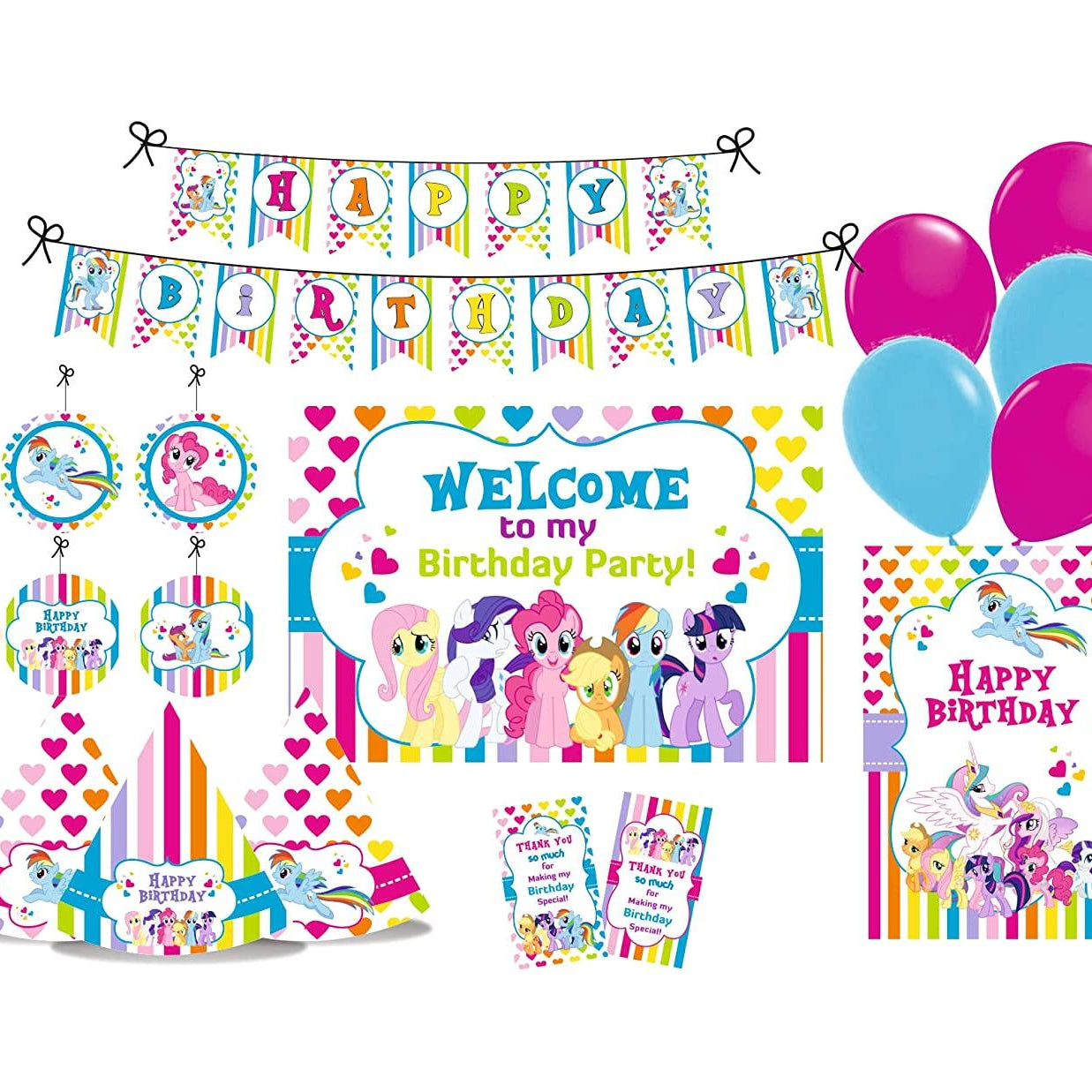 My Little Pony Party Decorations Kit - 80 pieces combo pack THEME PARTIES Pretty UR Party