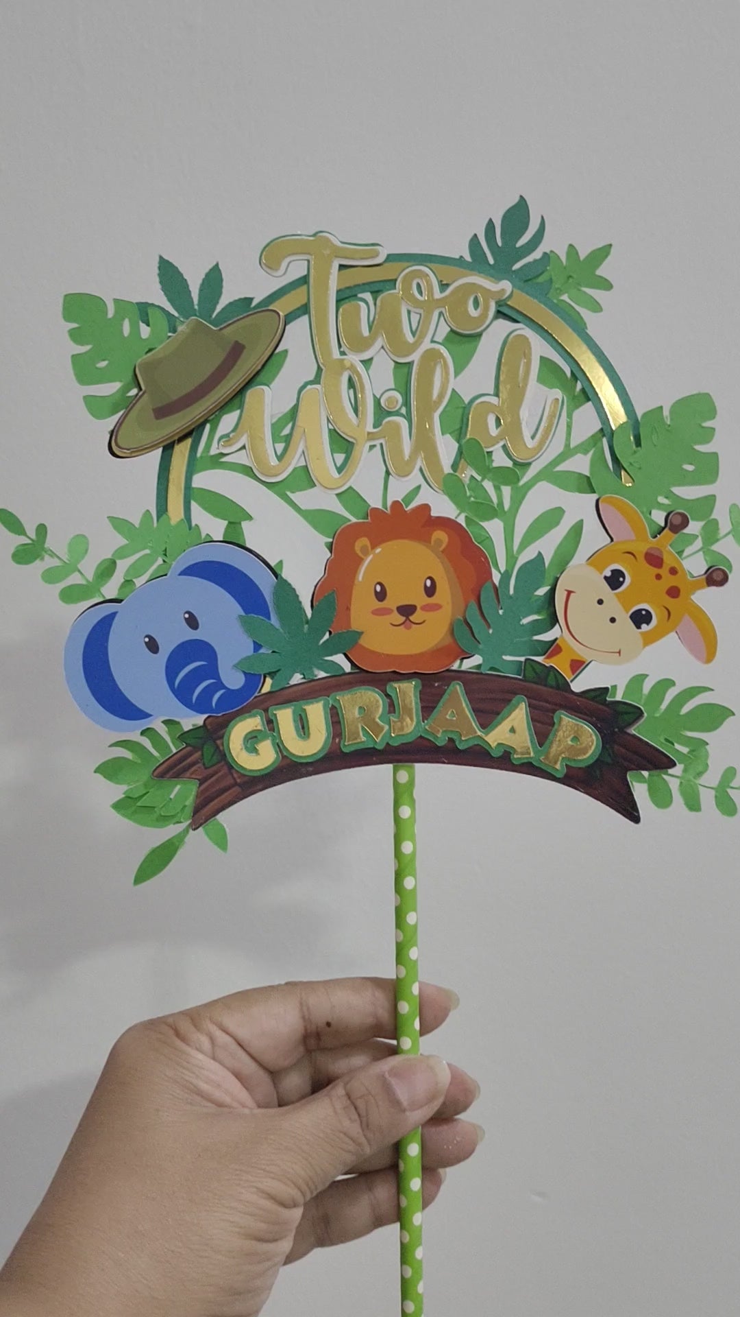 Personalised Jungle Safari Cake Topper HANDCRAFTED Pretty UR Party