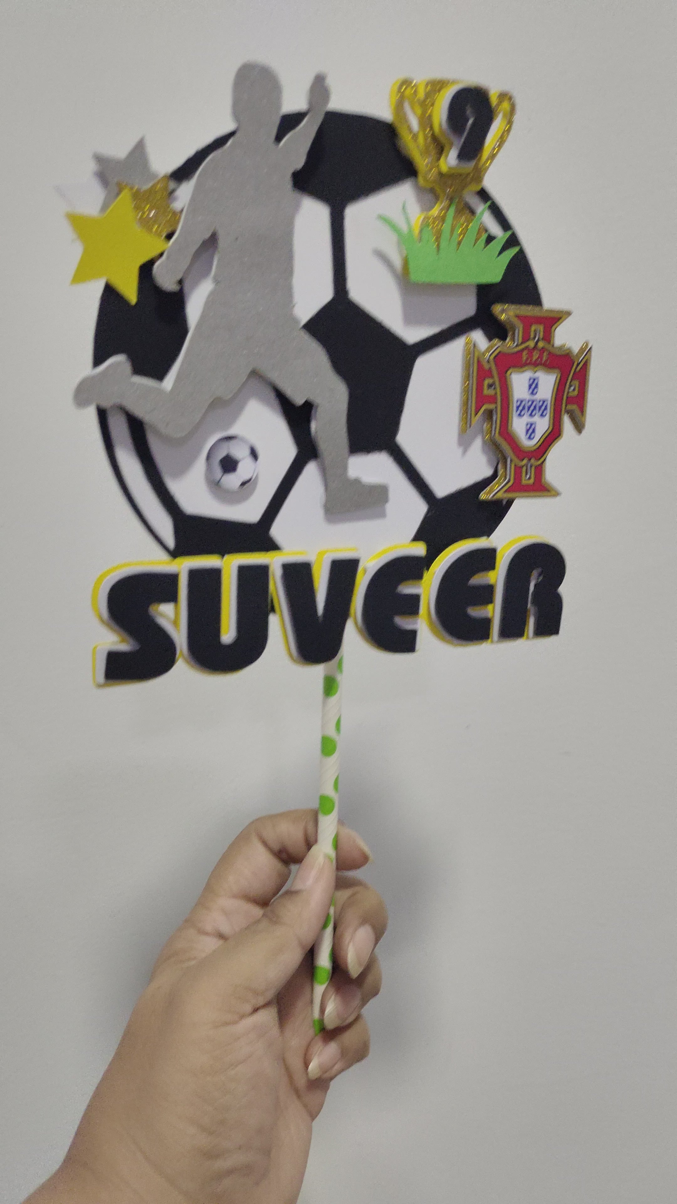 Soccer Cake Topper HANDCRAFTED Pretty UR Party