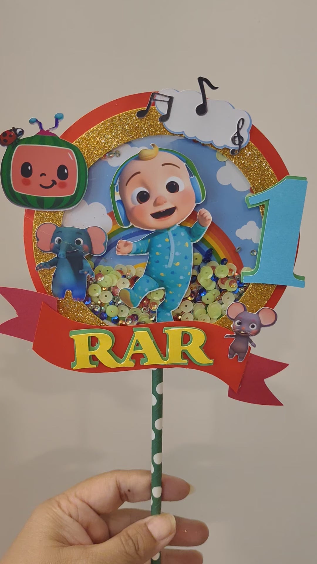 Cocomelon Shaker Cake Topper HANDCRAFTED Pretty UR Party