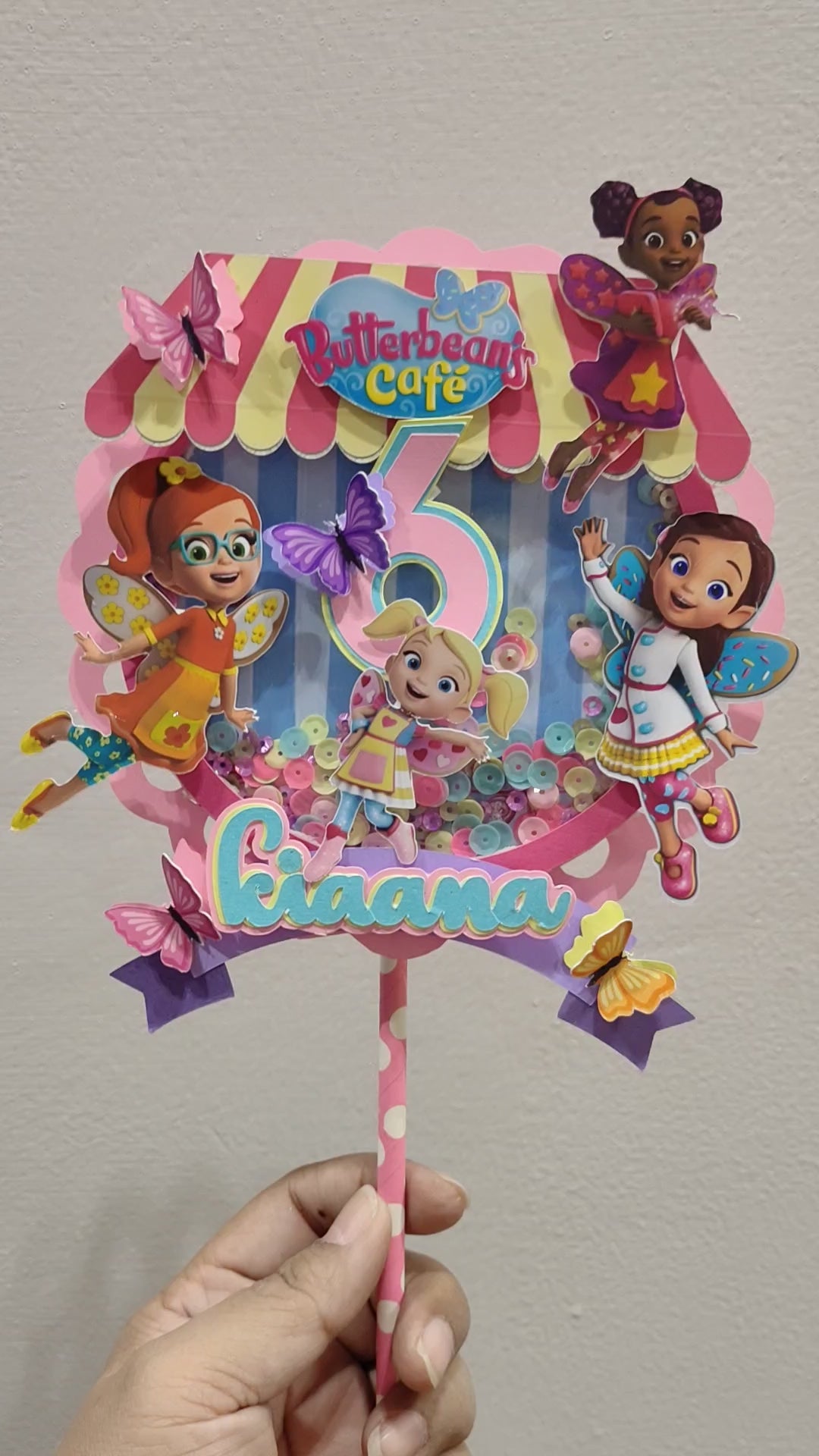 Butterbean's Cafe Shaker Cake Topper HANDCRAFTED Pretty UR Party