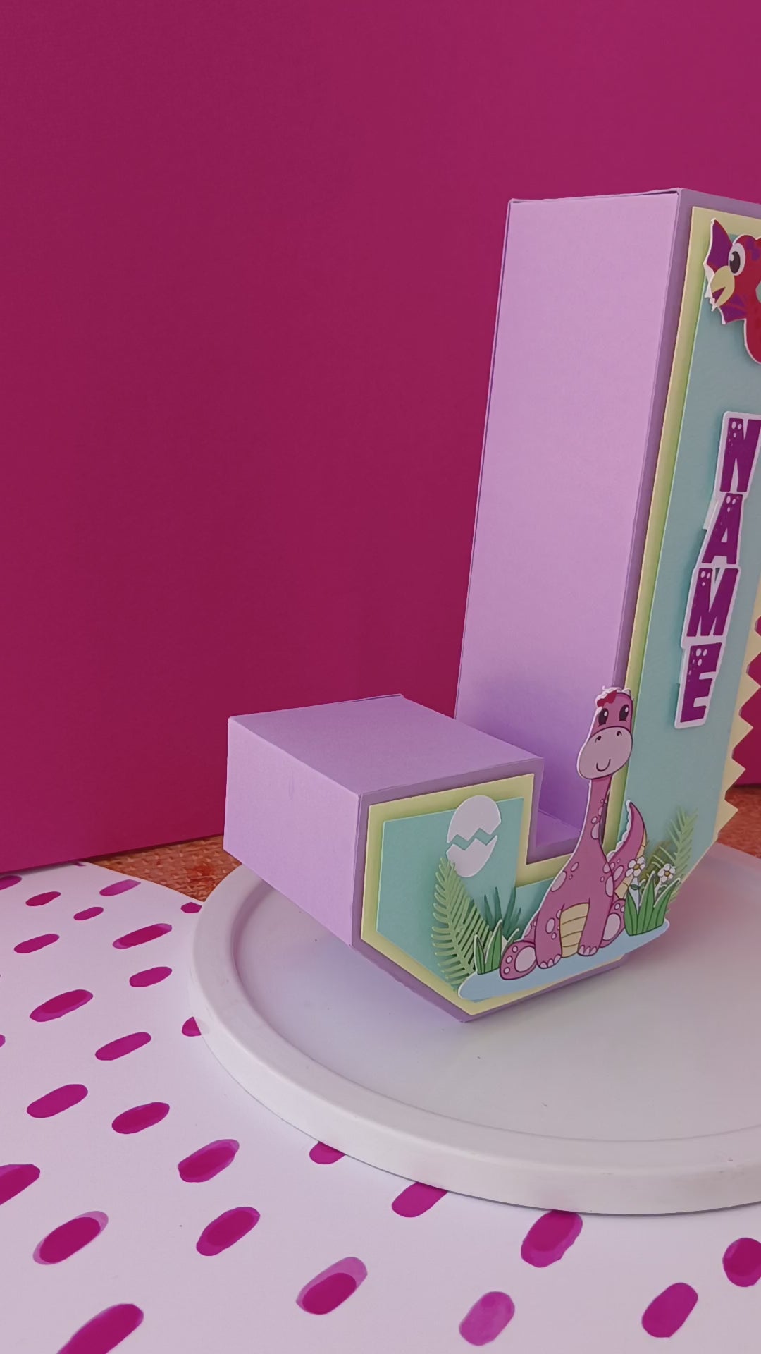 Girly Dinosaur 3D Letter / Number HANDCRAFTED PRETTY UR PARTY