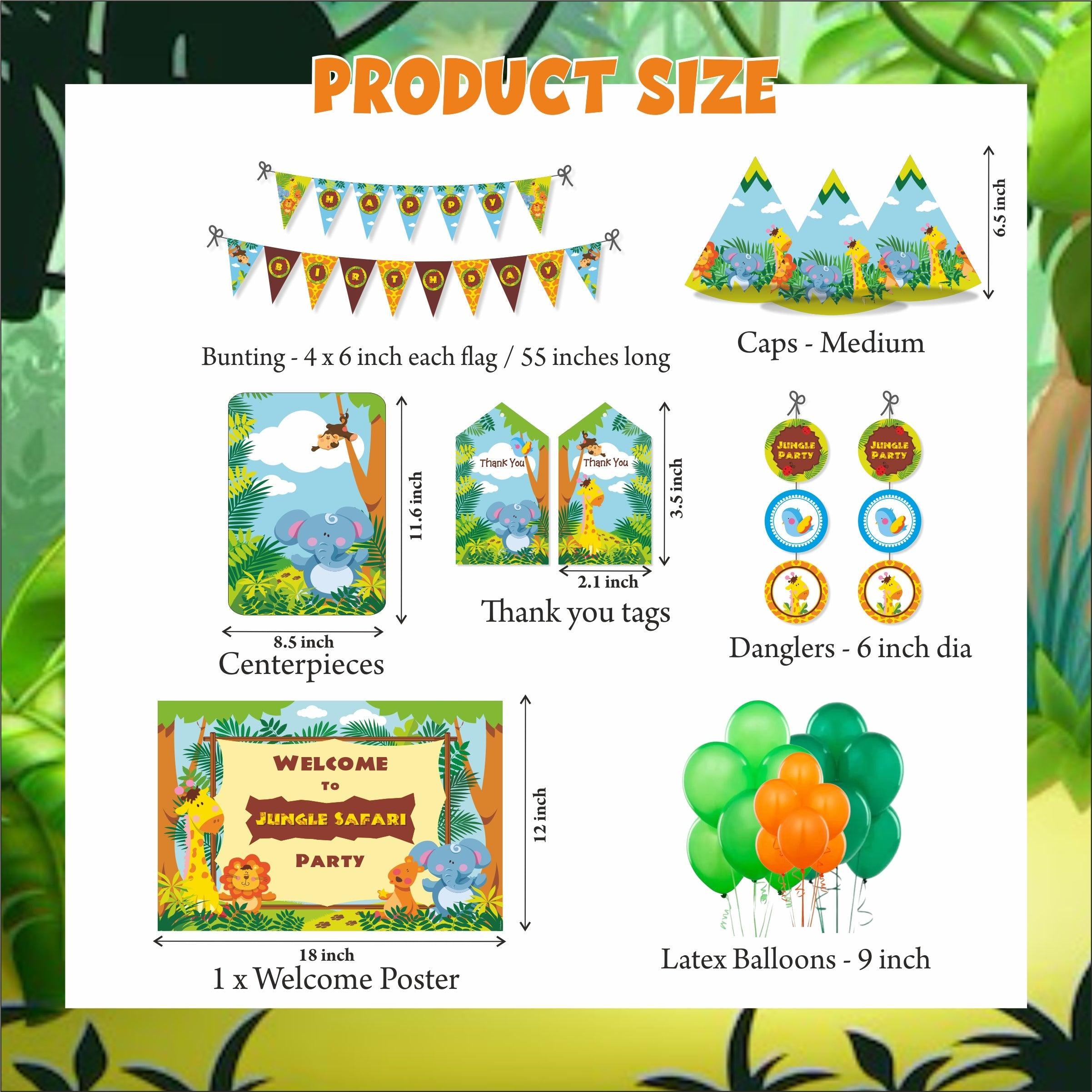 Jungle Party Decorations Kit 80 pcs Combo Pack THEME PARTIES Pretty UR Party