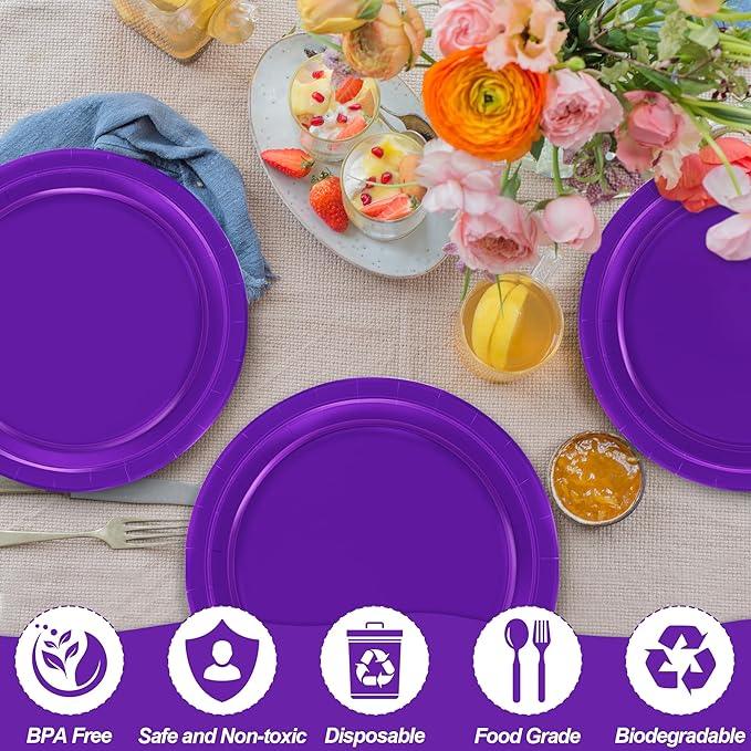 Purple Paper Plates - Pack of 10 TABLEWARE Pretty UR Party