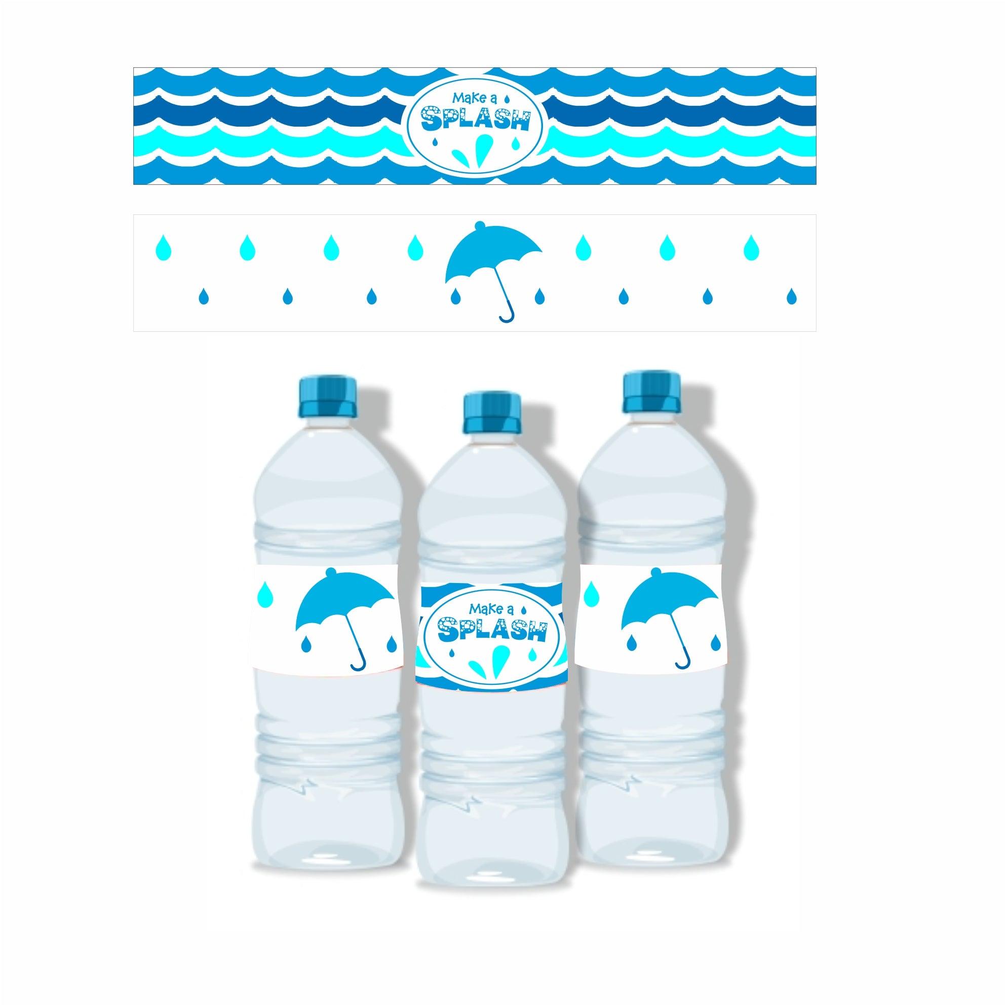 Monsoon Theme Water Bottle Labels  - Pack of 10 THEME PARTIES Pretty UR Party