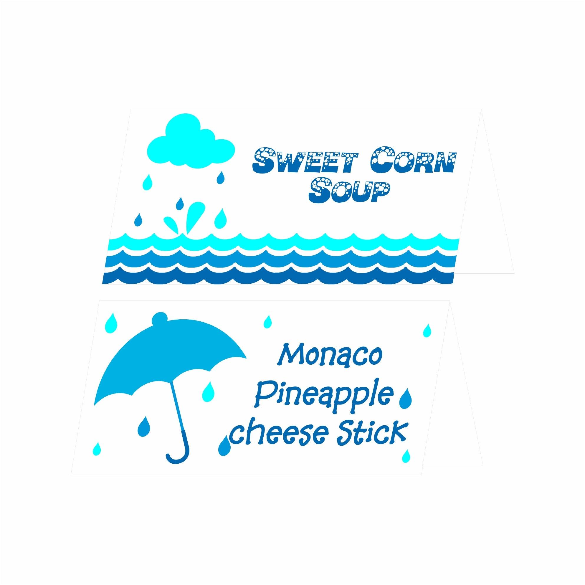 Monsoon Theme Food Labels / Buffet Table Cards THEME PARTIES Pretty UR Party