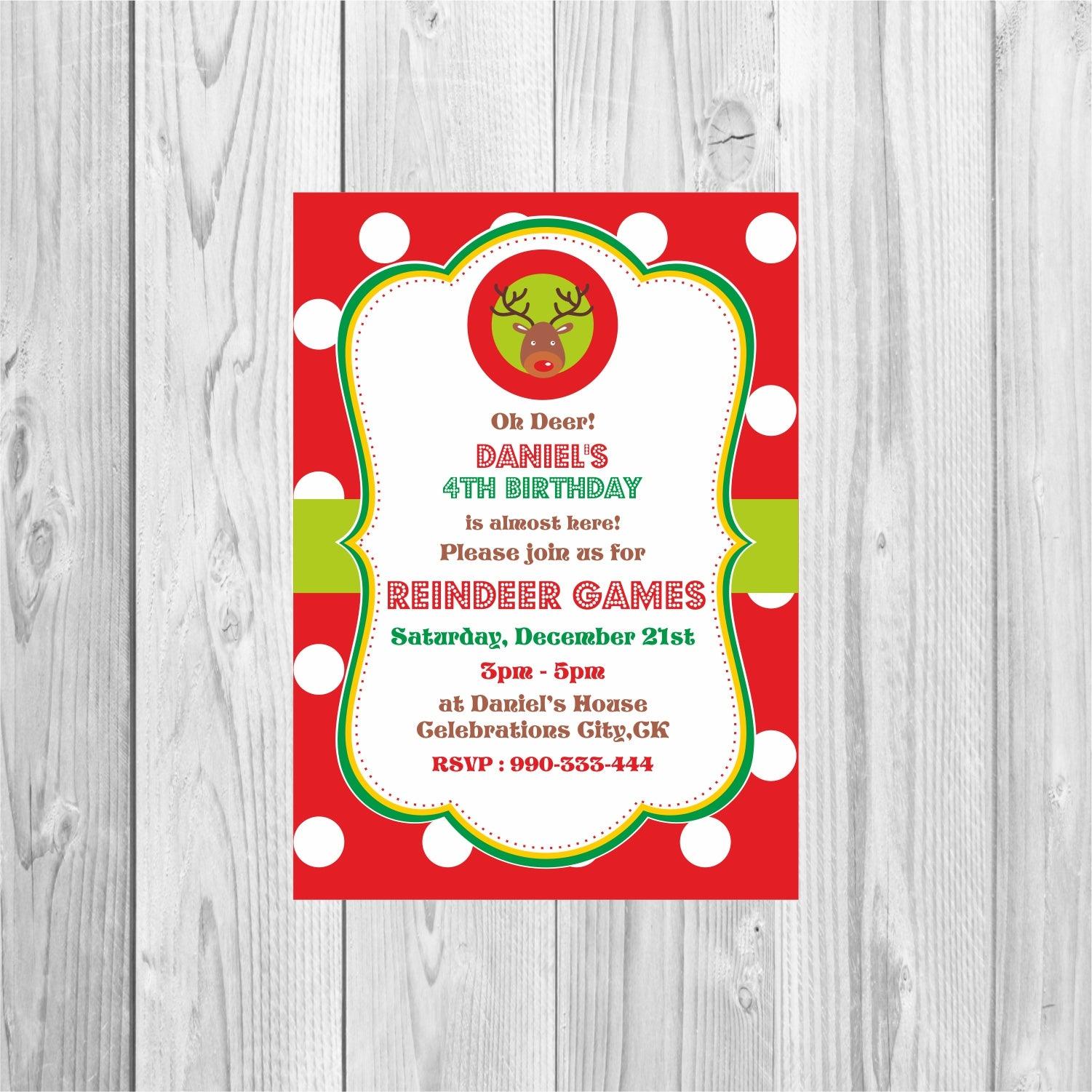 Christmas Reindeer Invitations ALL PARTY SUPPLIES Pretty UR Party