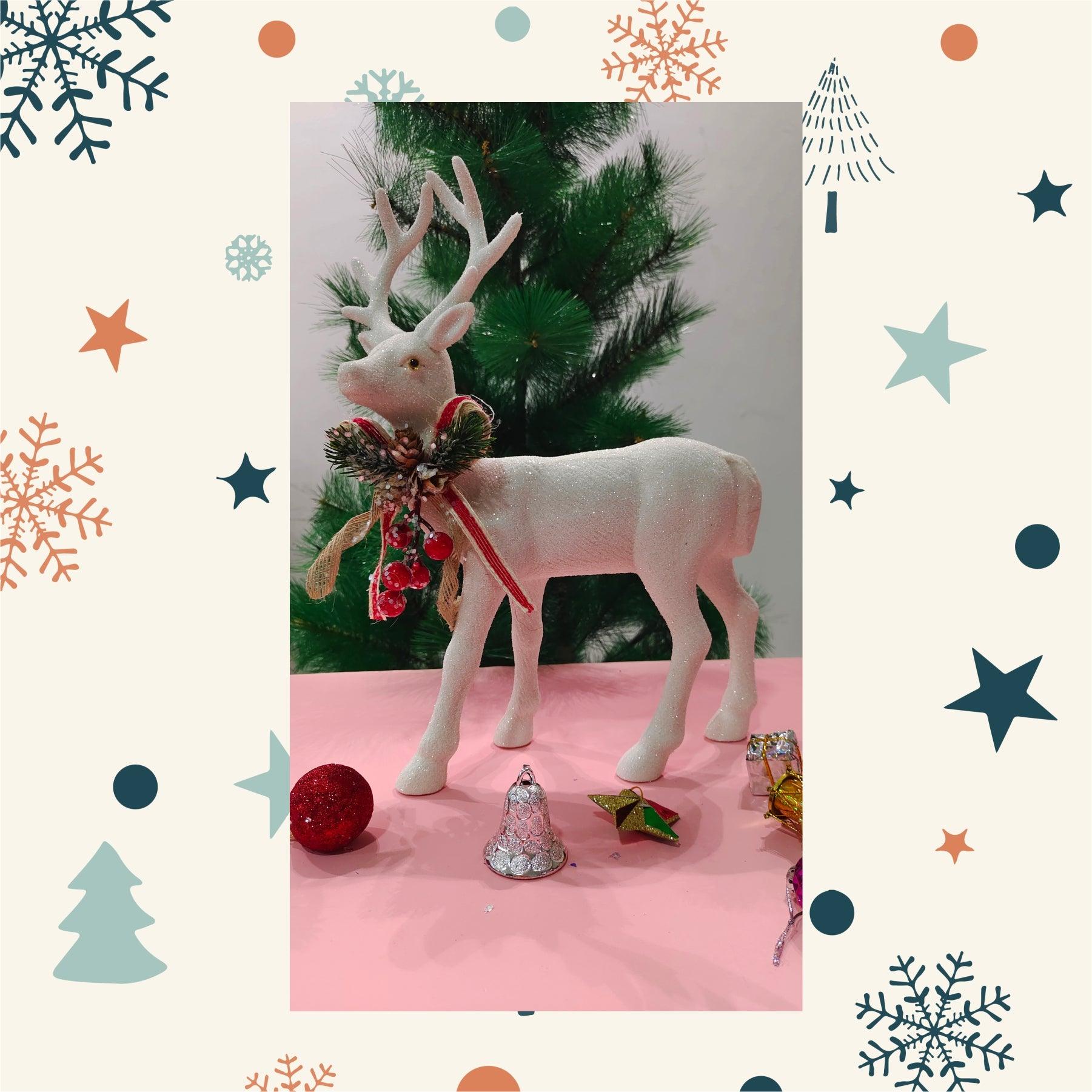 Christmas Reindeer with Bow | Christmas Decorations - Pack of 1 DECORATIONS Pretty UR Party